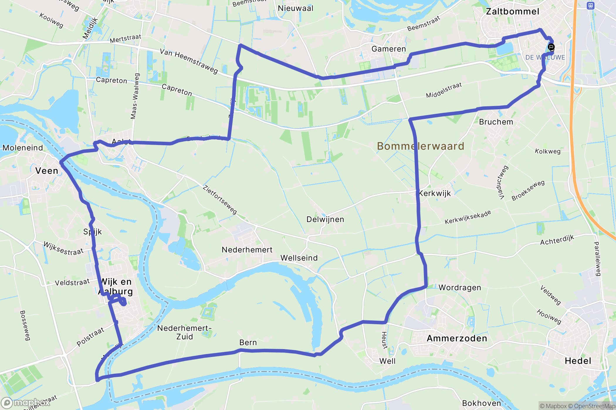 Zaltbommel: routekaart voor buitenactiviteiten - Netherlands