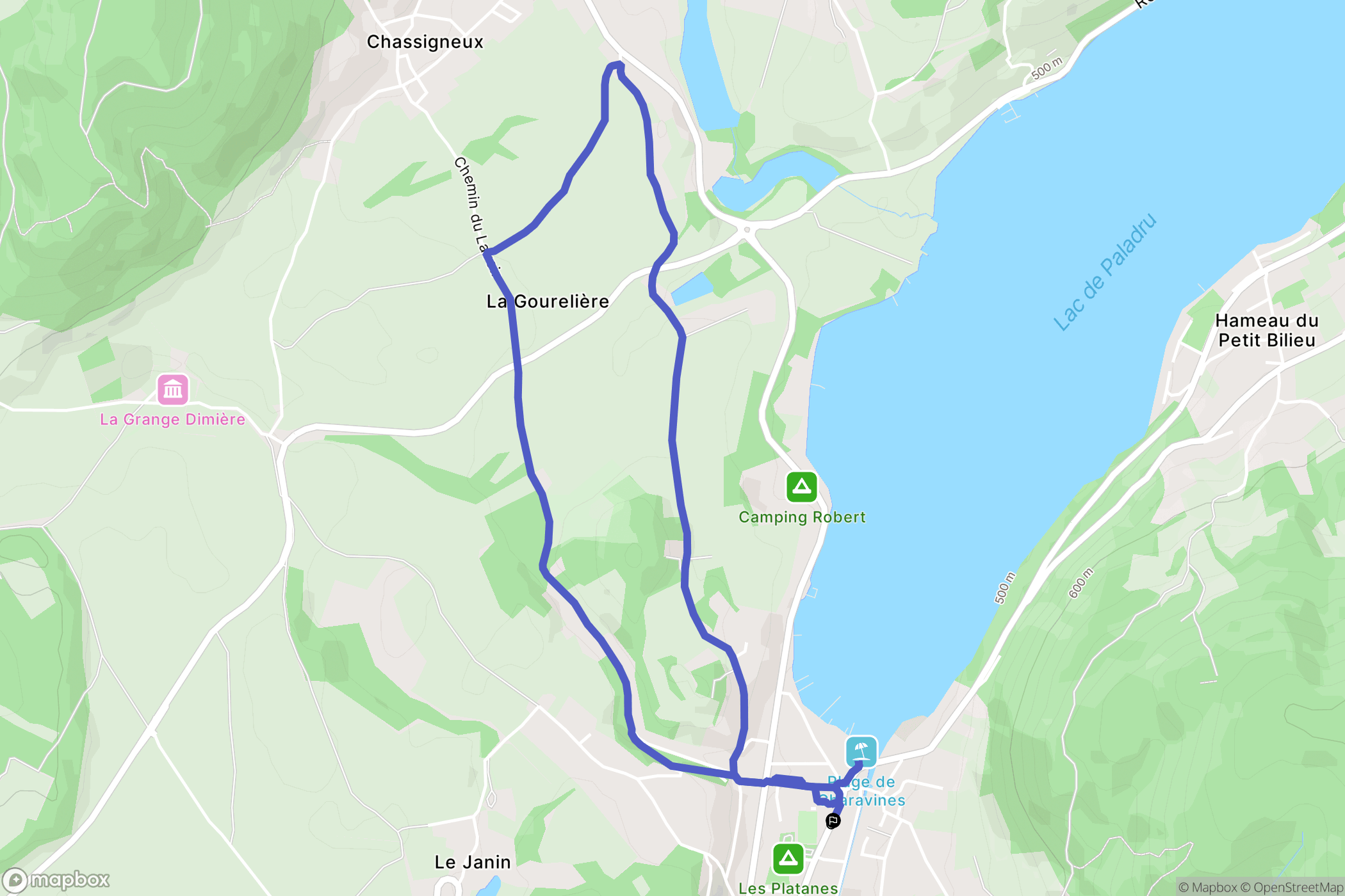 Charavines : carte du parcours de randonnée - France