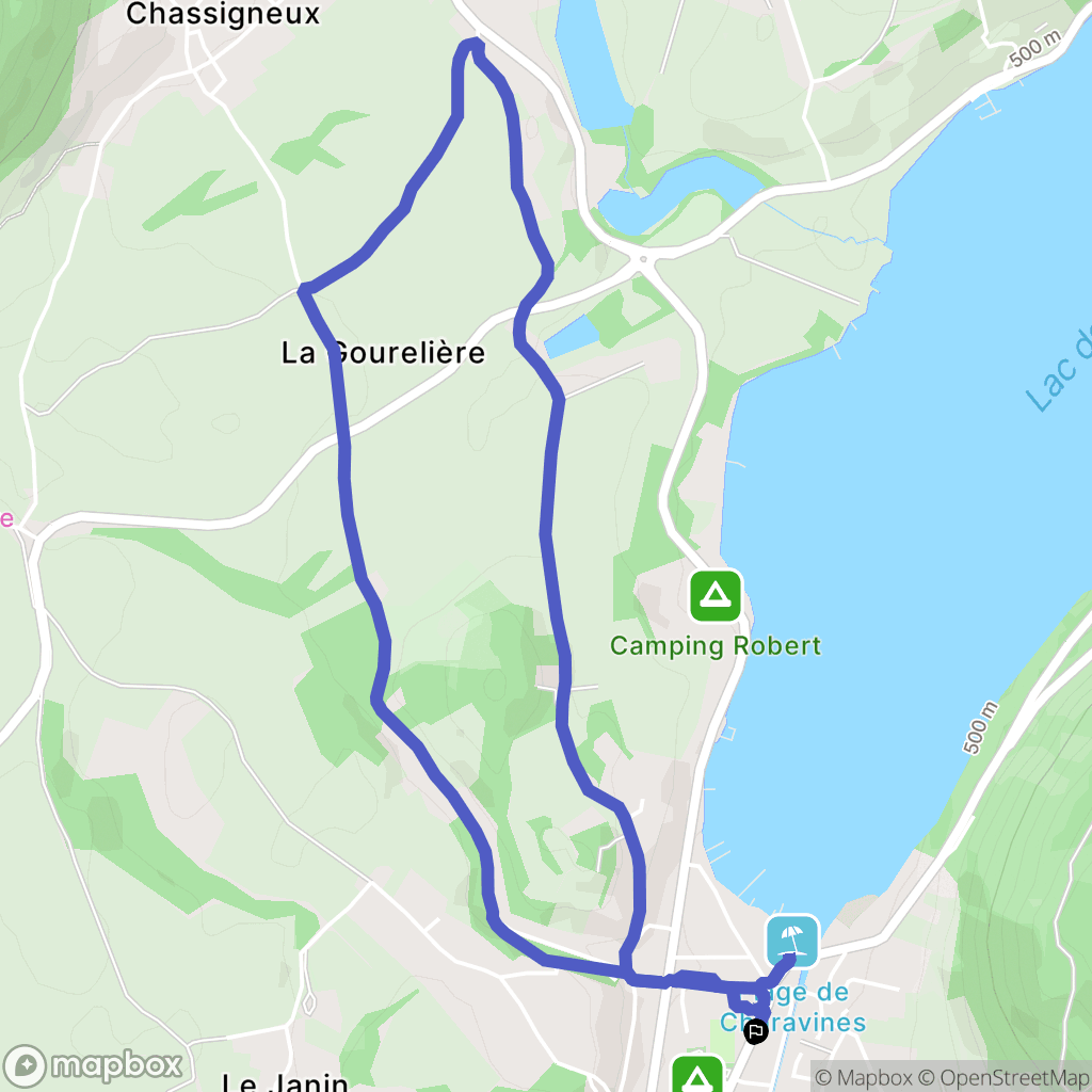 Charavines : carte du parcours de randonnée - France