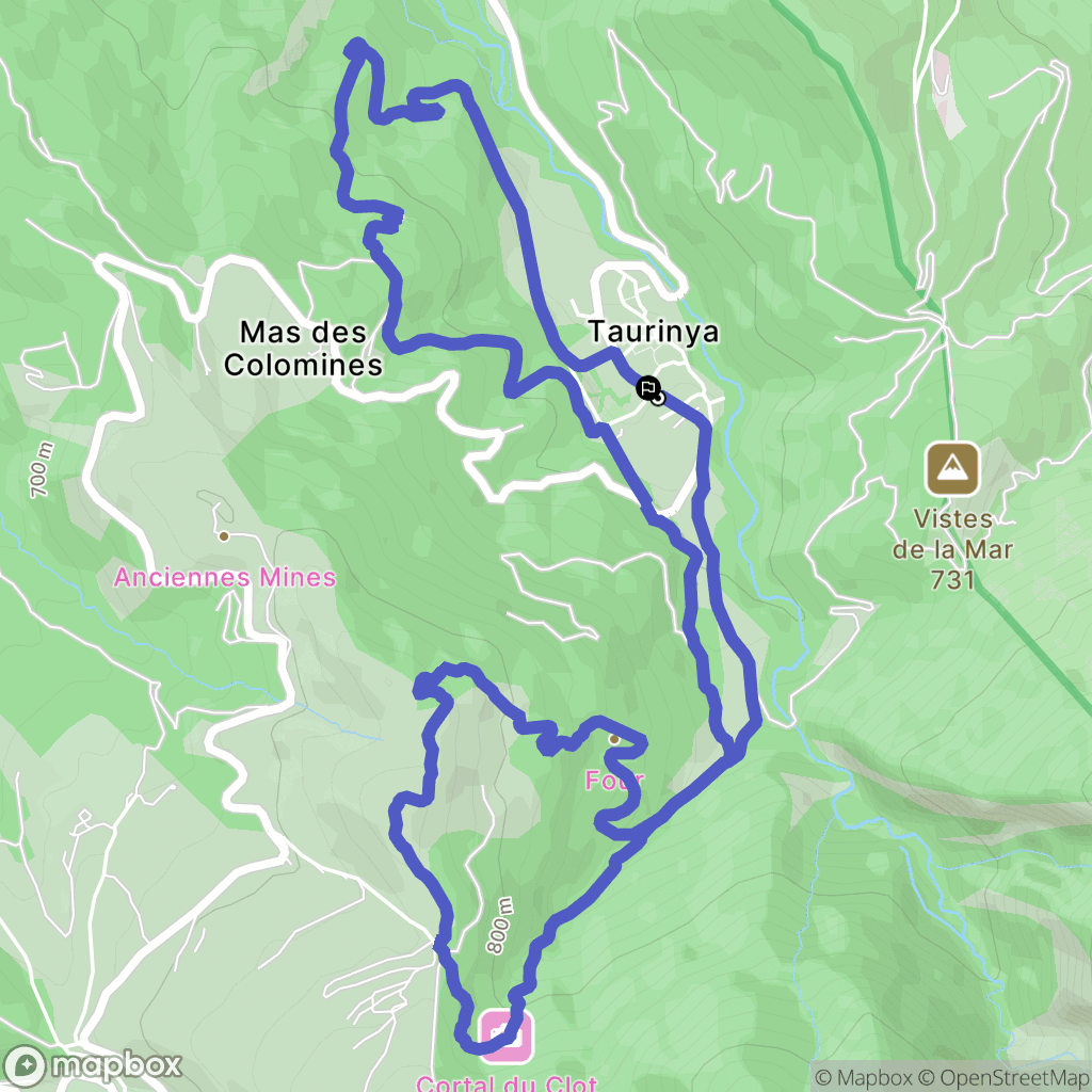 Taurinya : carte du parcours de randonnée - France