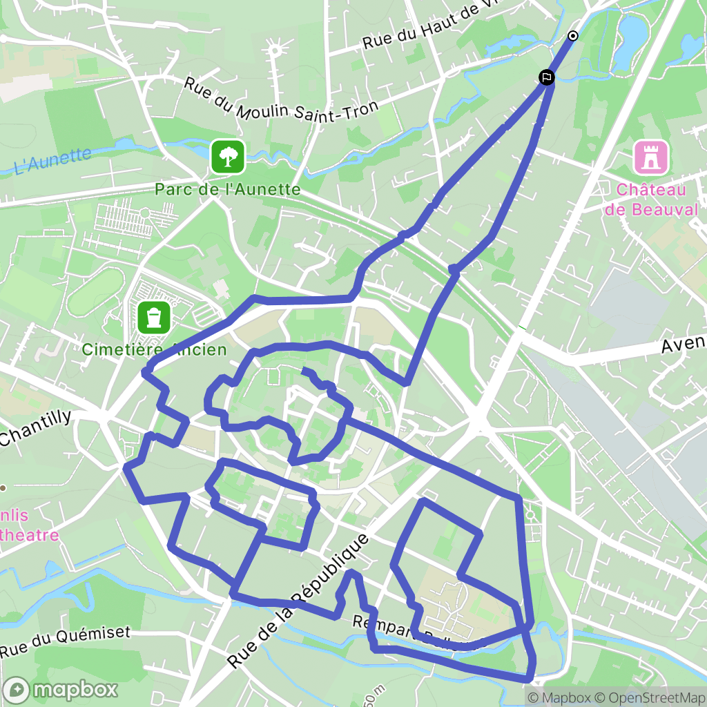 Senlis : carte du parcours de randonnée - France
