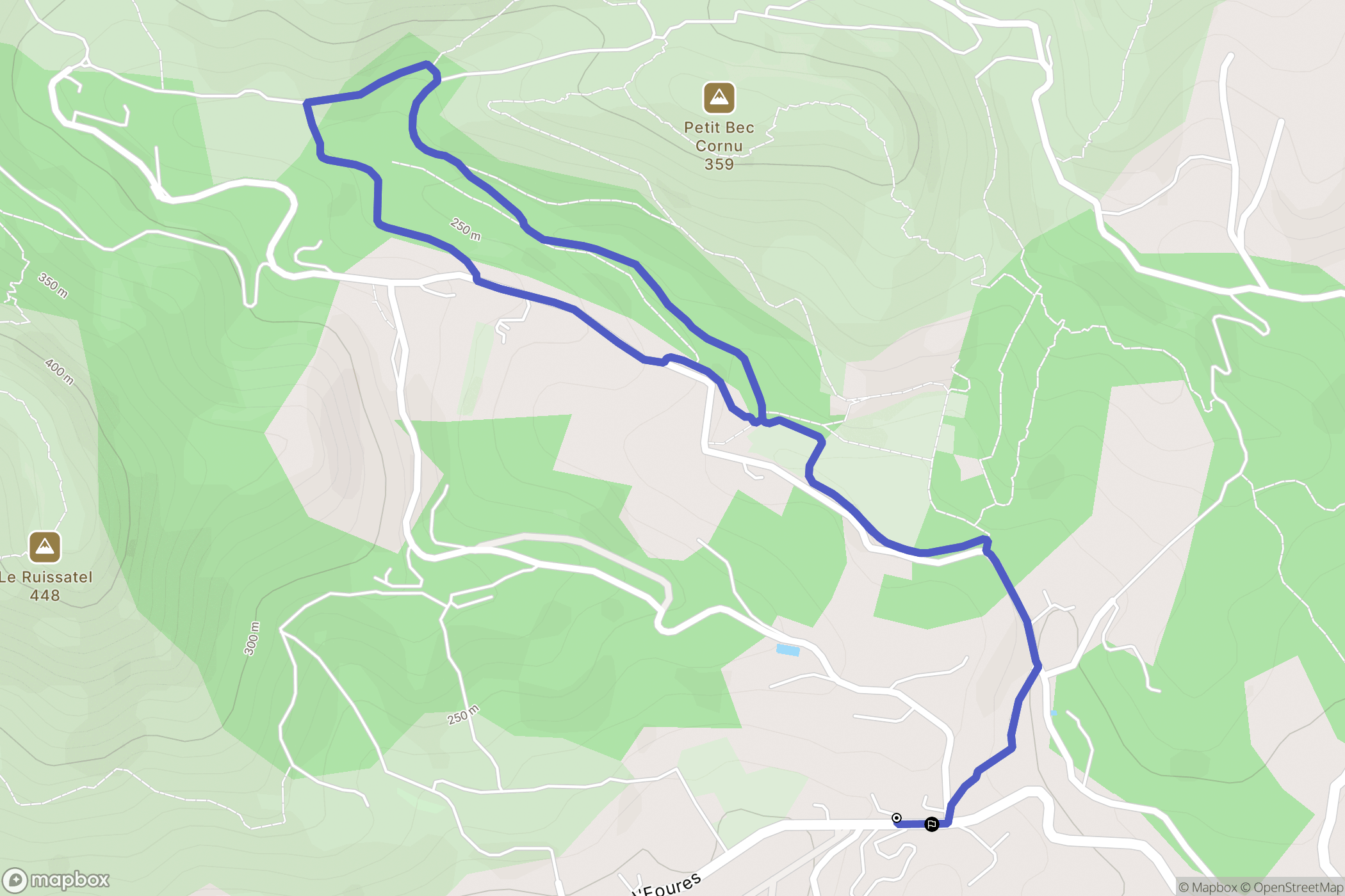 Aubagne : carte du parcours de randonnée - France