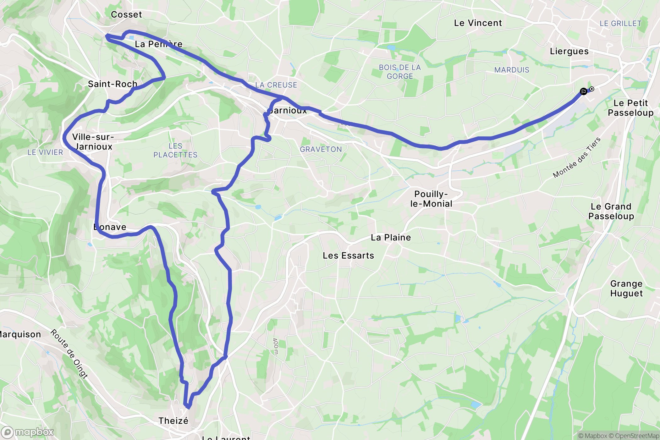 Porte des Pierres Dorées : carte du parcours de randonnée - France