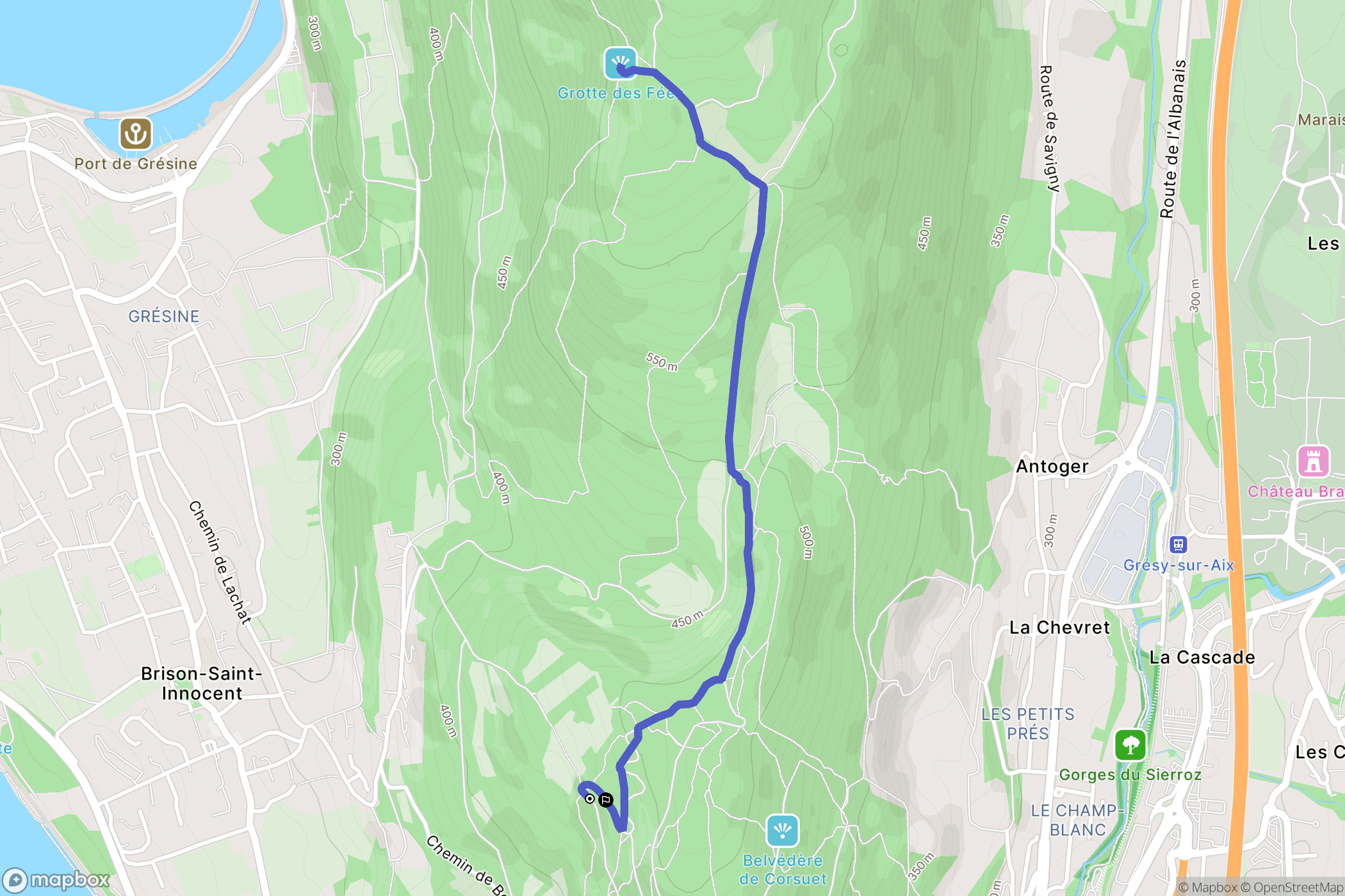 Aix-les-Bains : carte du parcours de randonnée - France