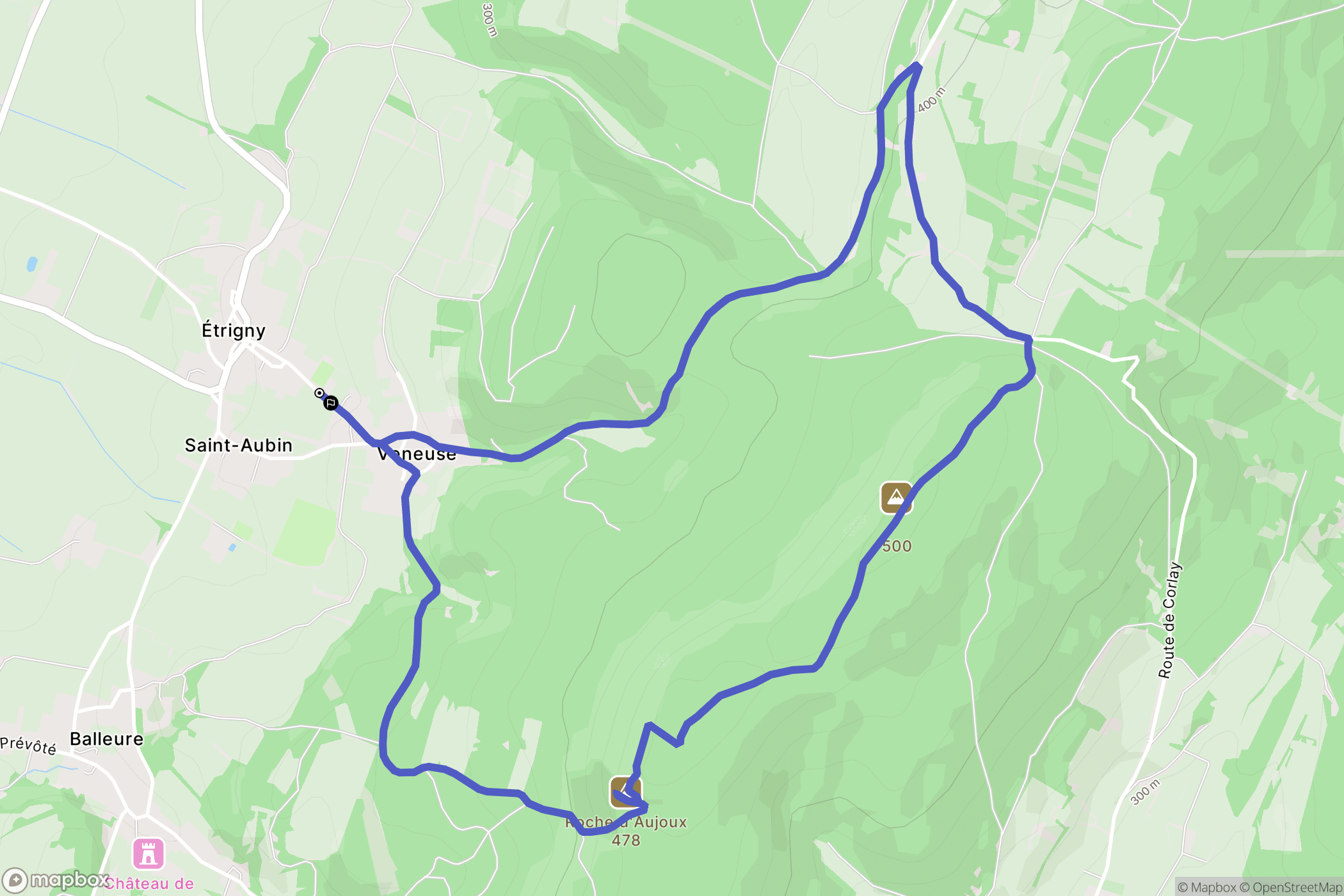 Étrigny : carte du parcours de randonnée - France