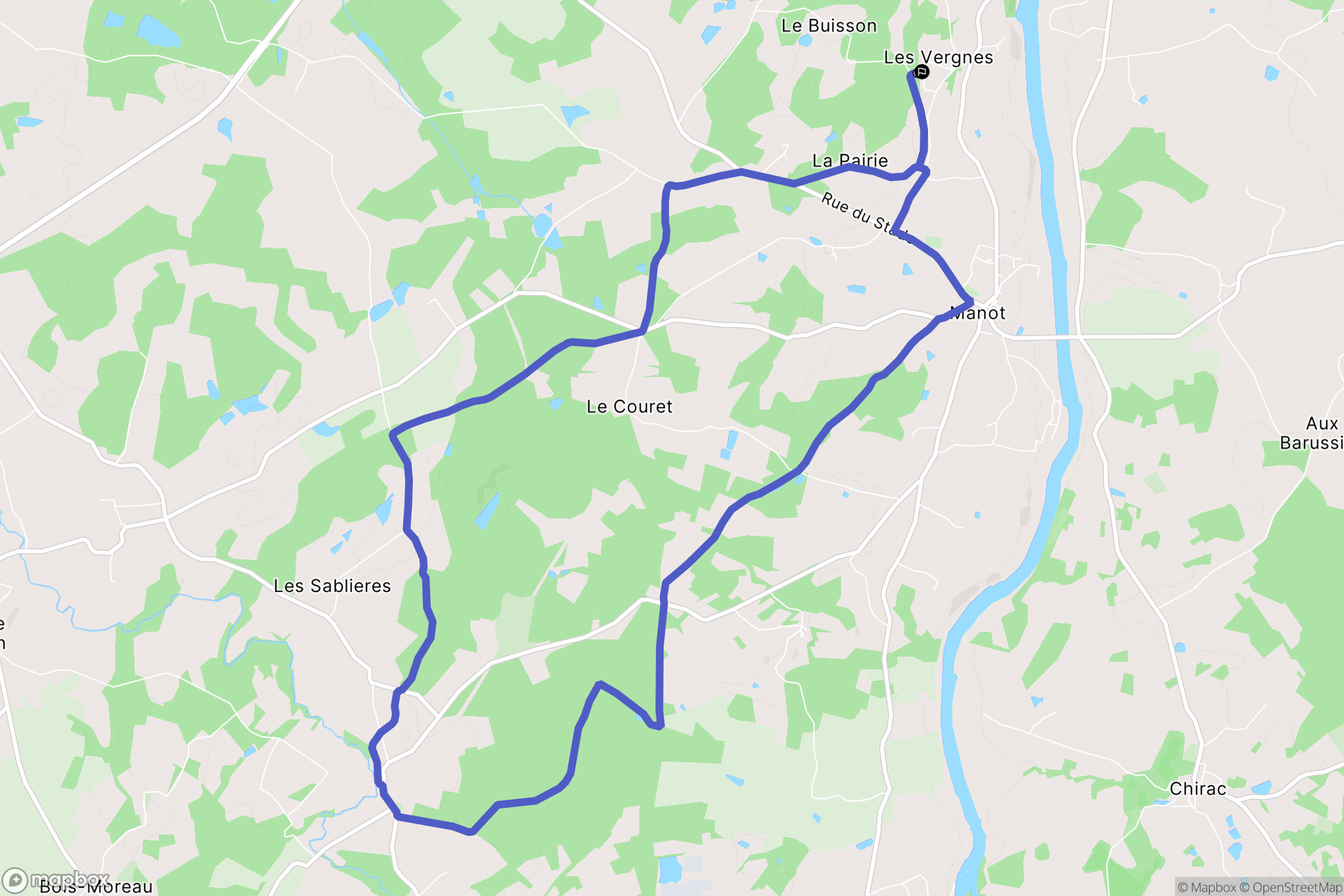 Manot : carte du parcours de randonnée - France