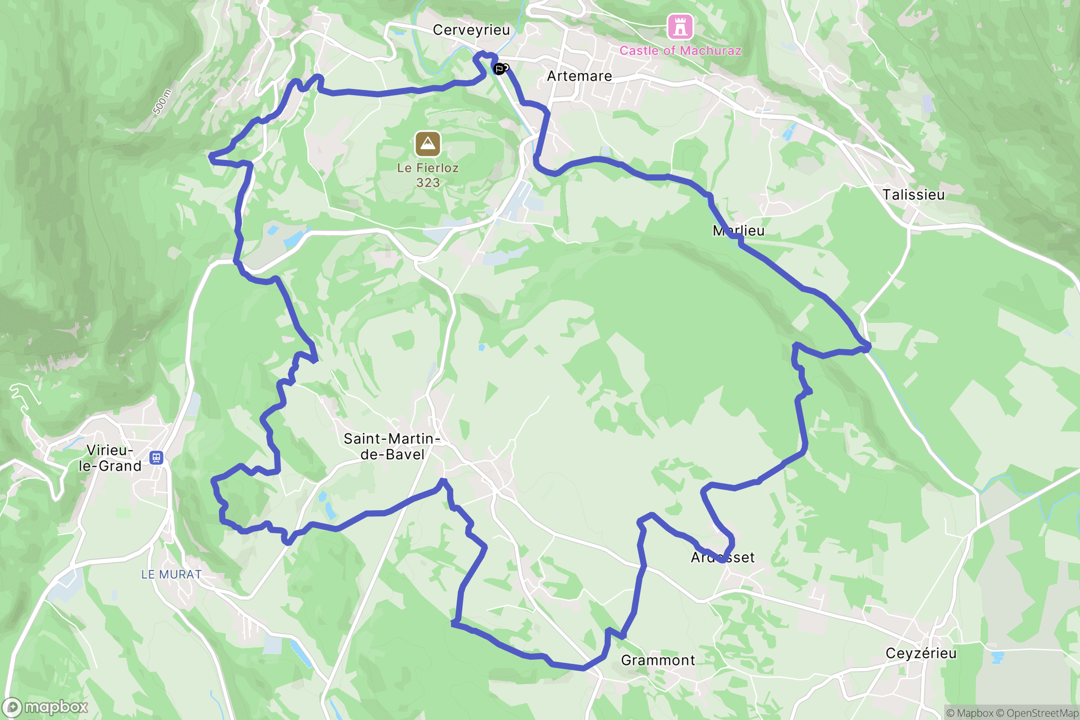 Artemare : carte du parcours de randonnée - France
