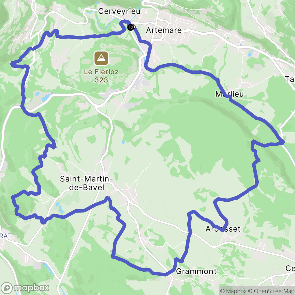Artemare : carte du parcours de randonnée - France