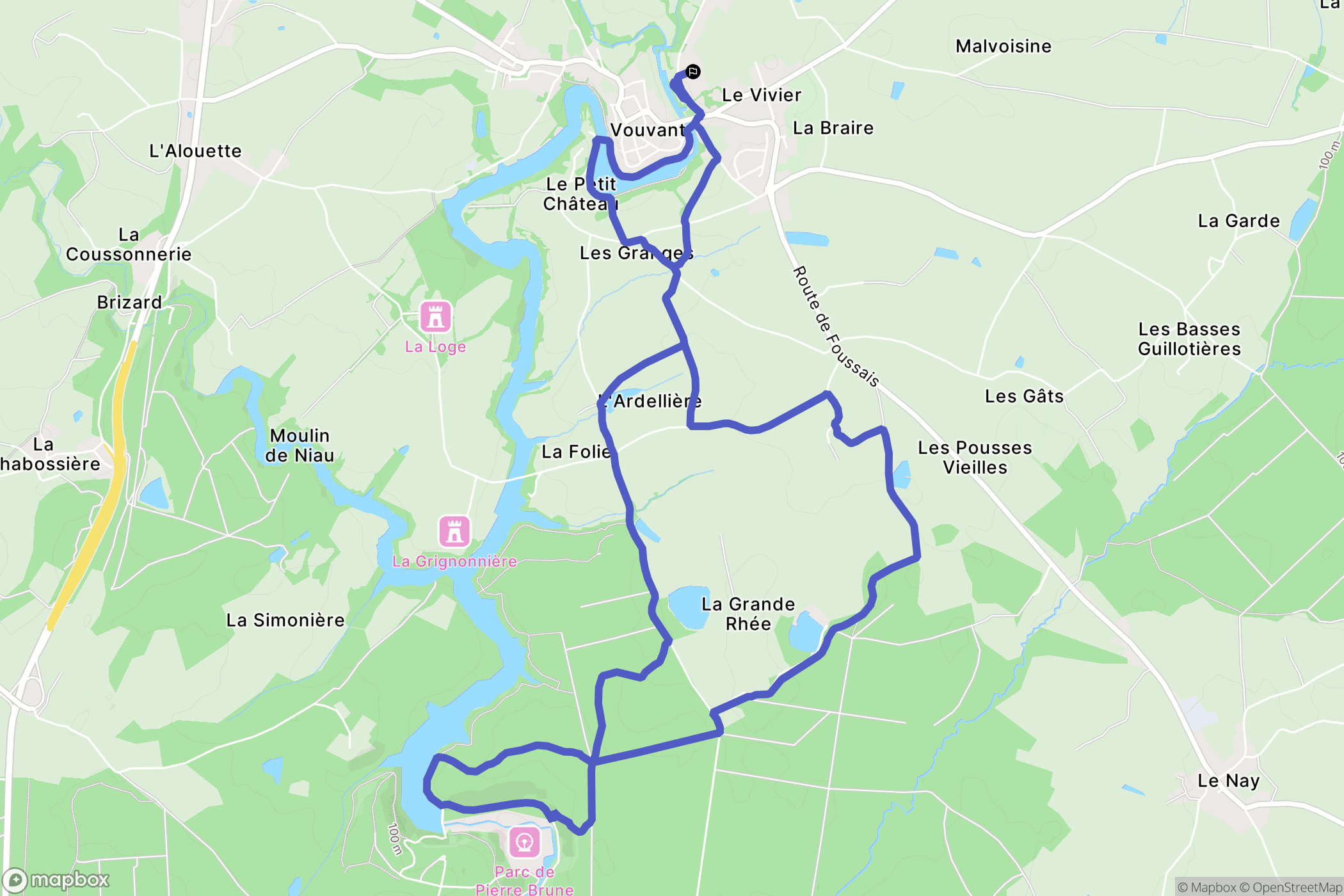 Vouvant : carte du parcours de randonnée - France