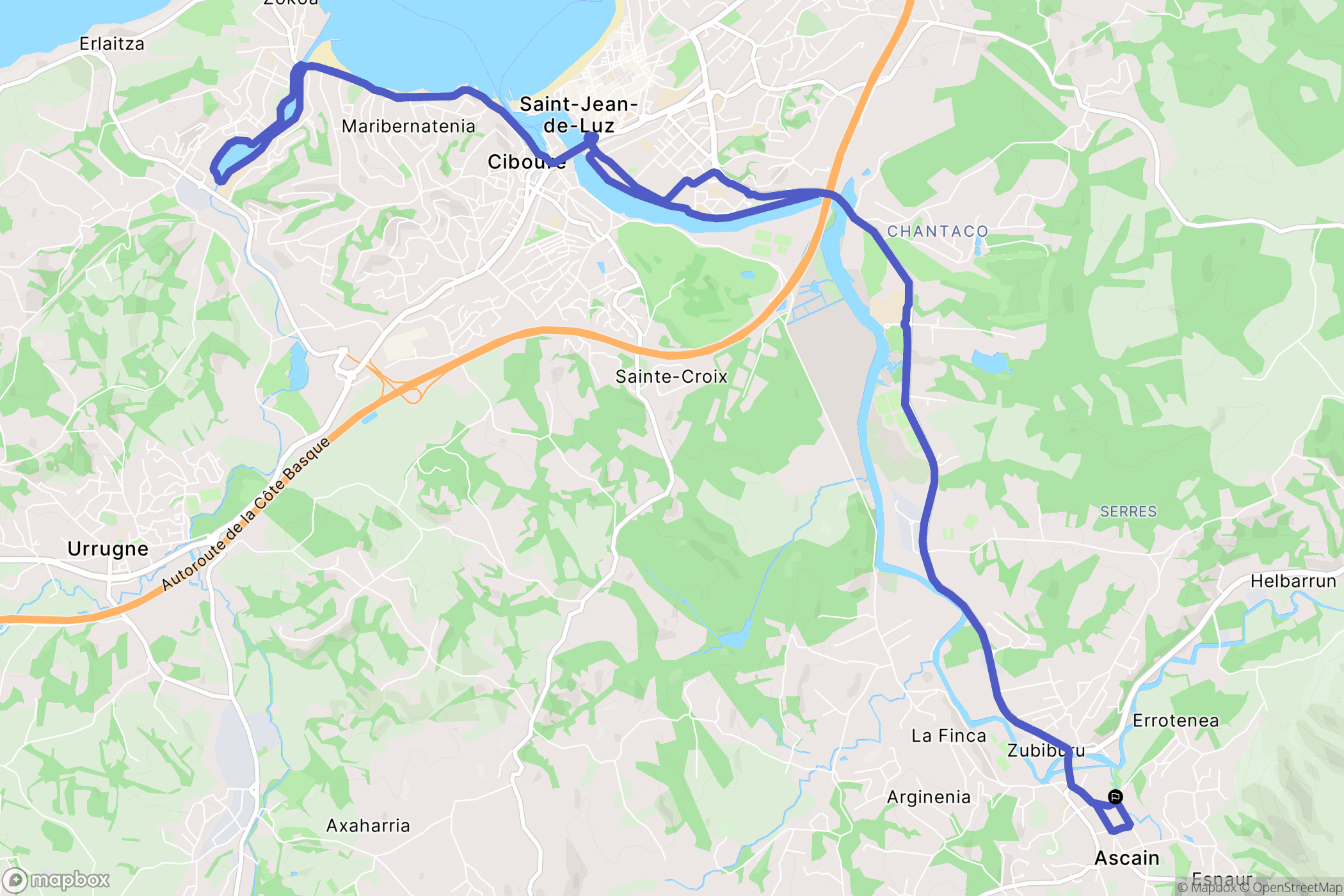Ascain : carte du parcours de randonnée - France