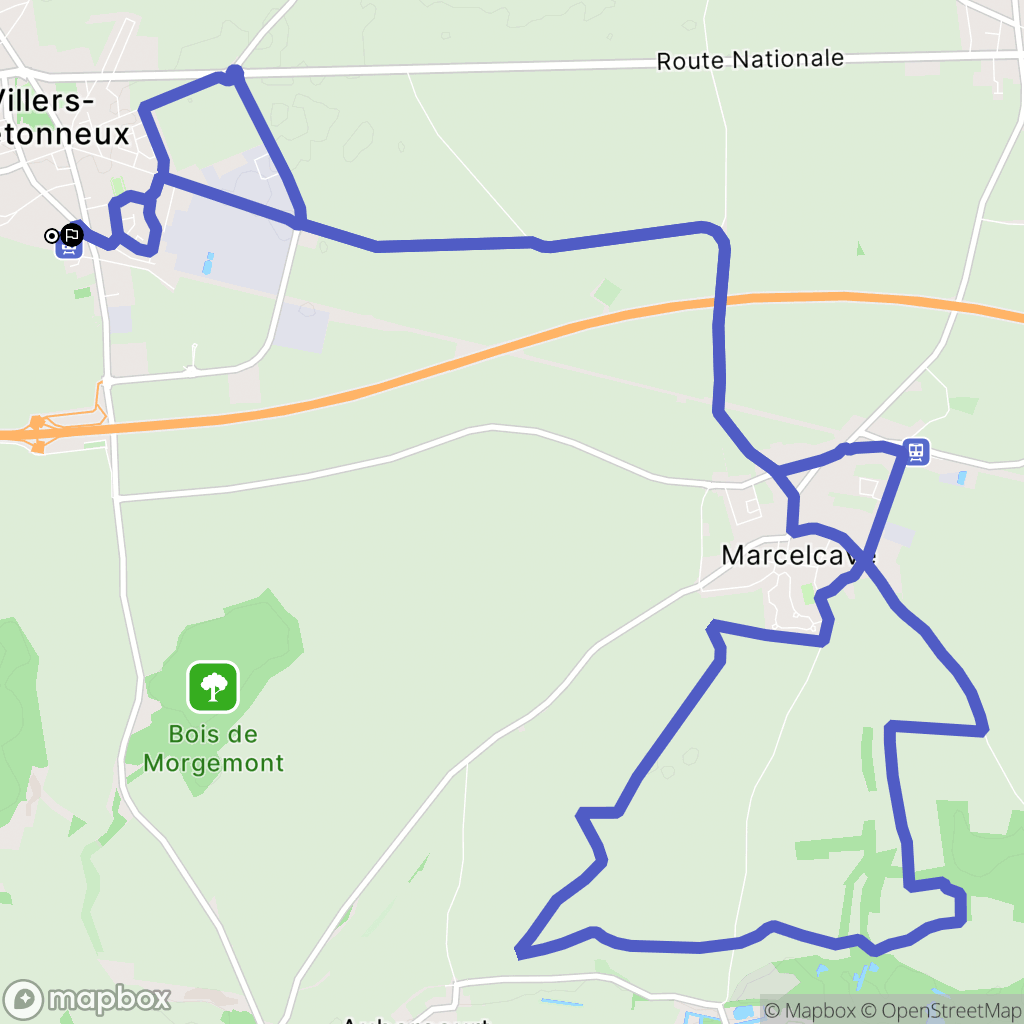Villers-Bretonneux : carte du parcours de randonnée - France