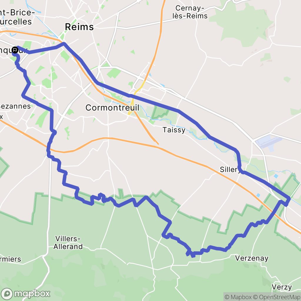 Tinqueux : carte du parcours de randonnée - France