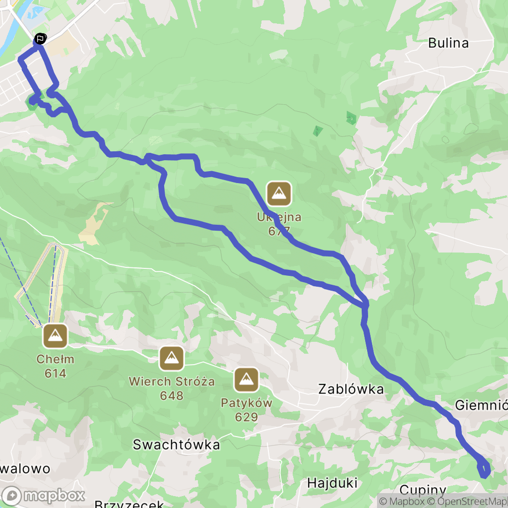 Myślenice: mapa trasy - Poland