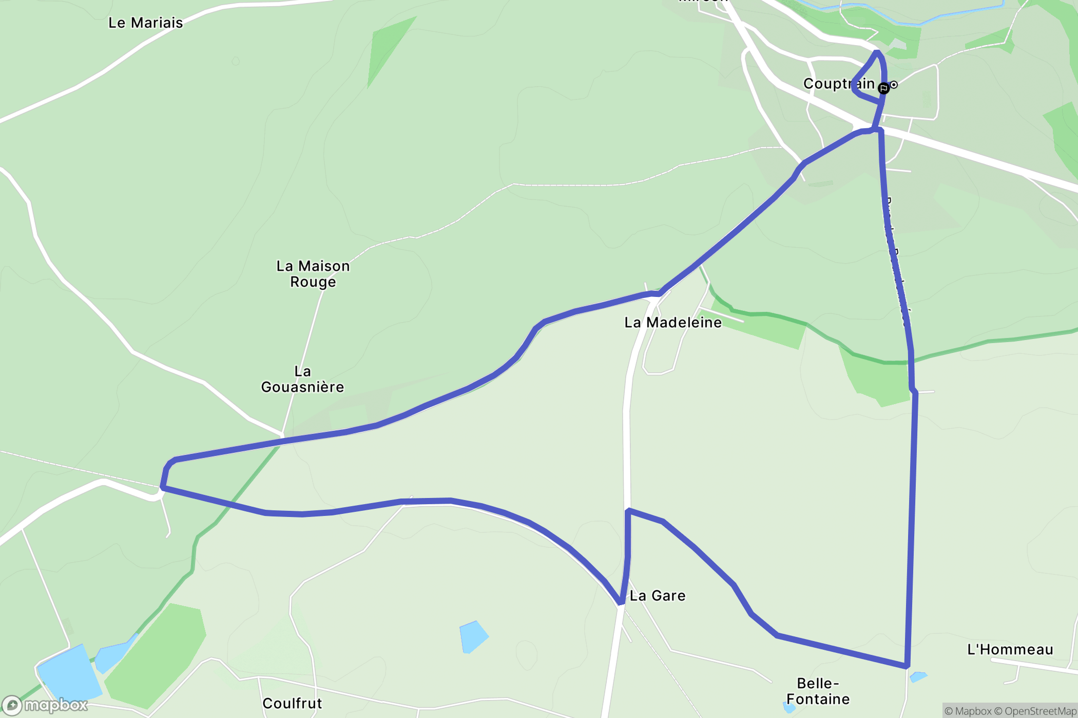 Couptrain : carte du parcours de randonnée - France