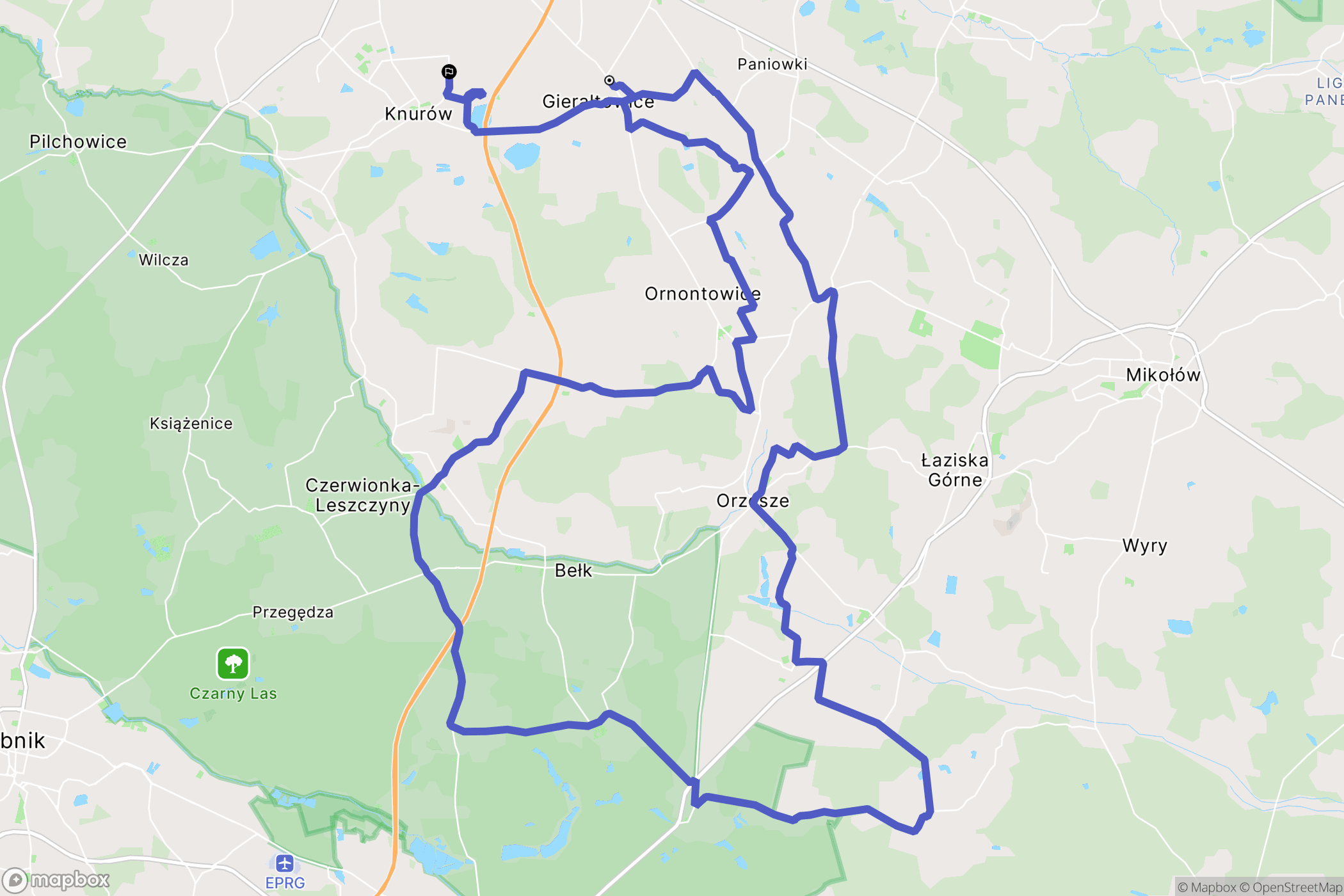 Gierałtowice: mapa trasy - Poland