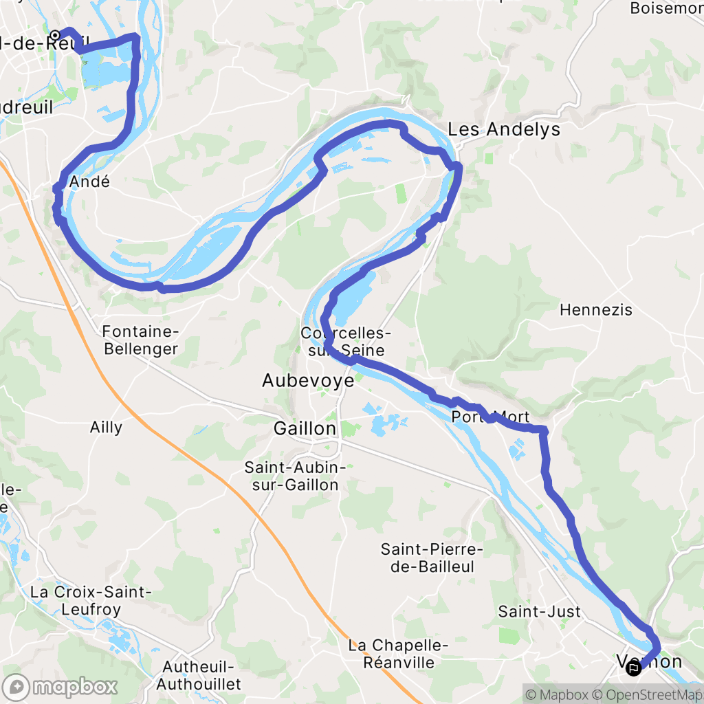 Val-de-Reuil : carte du parcours de randonnée - France