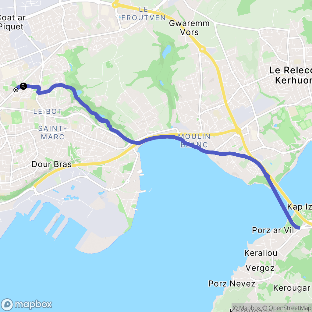 Brest : carte du parcours de randonnée - France