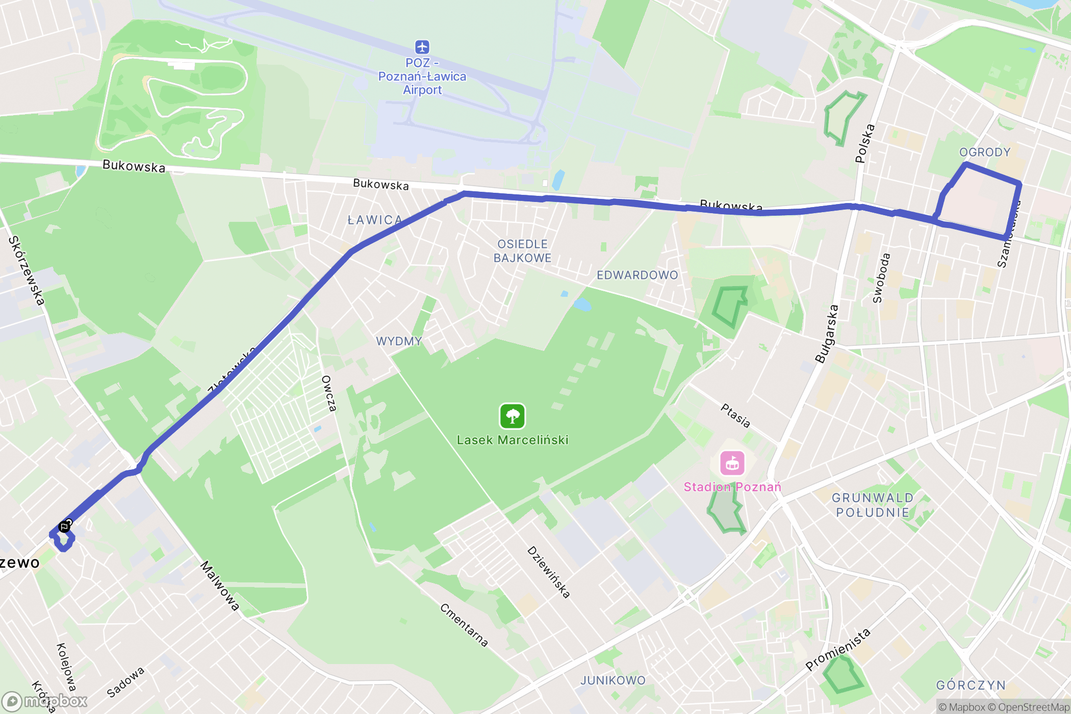 Skórzewo: mapa trasy - Poland
