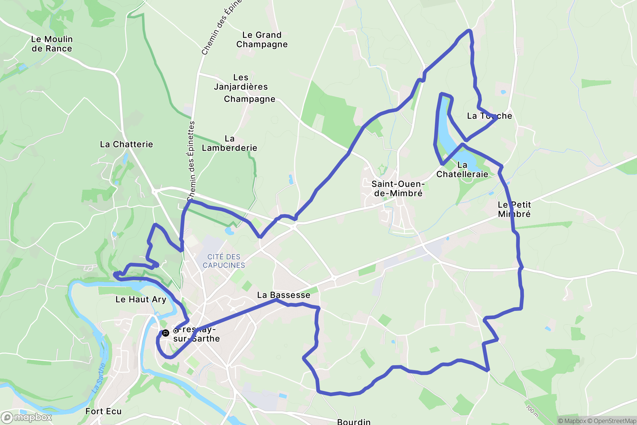 Fresnay-sur-Sarthe : carte du parcours de randonnée - France