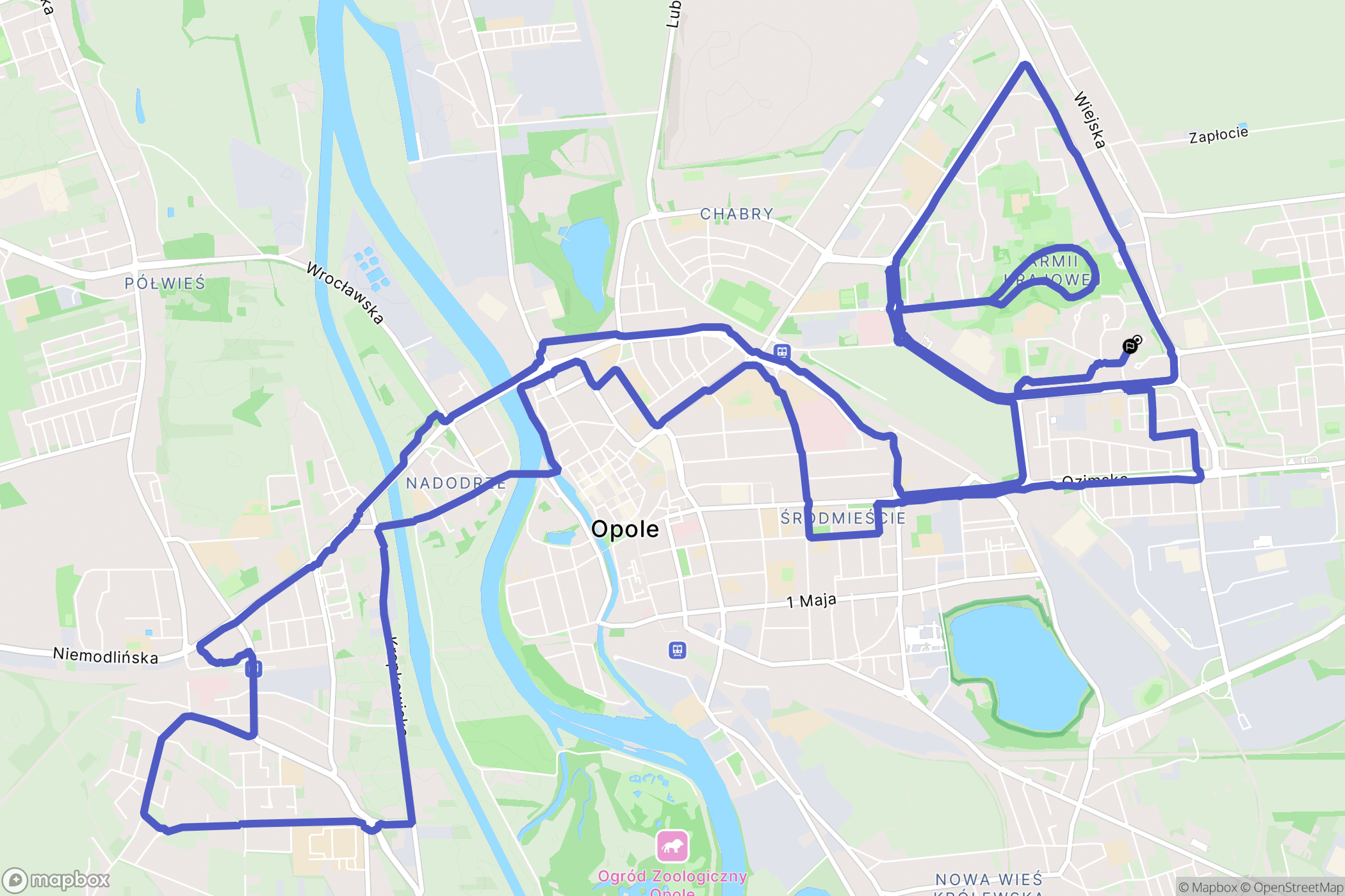Opole: mapa trasy - Poland