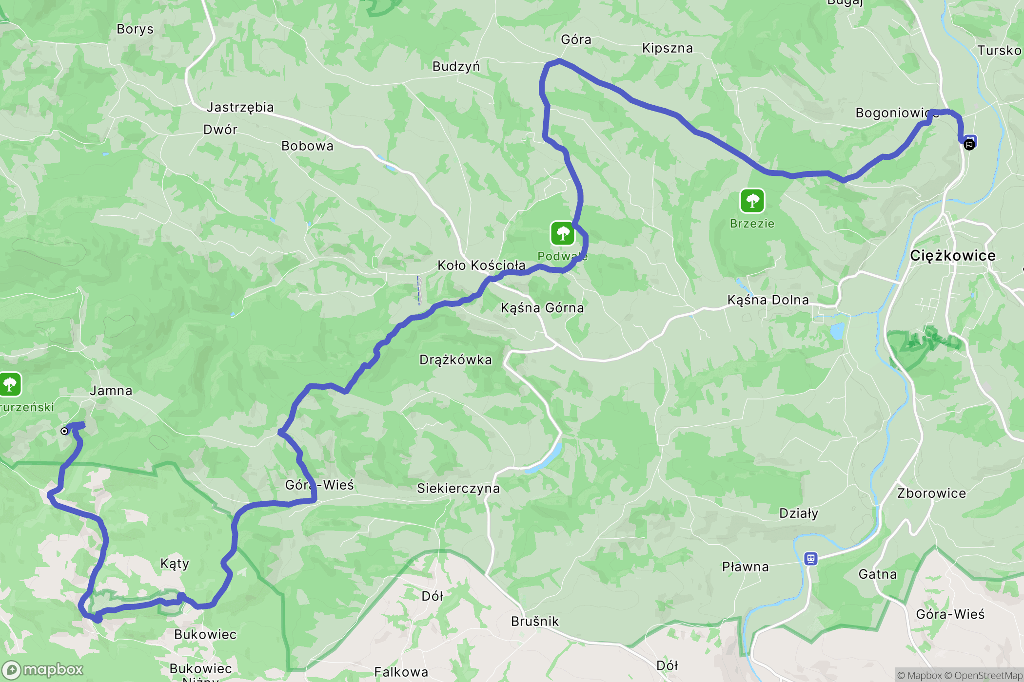 Jamna: mapa trasy - Poland