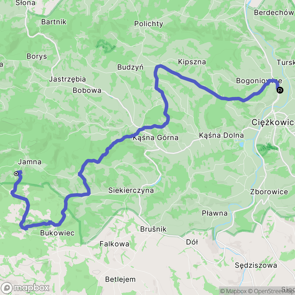 Jamna: mapa trasy - Poland