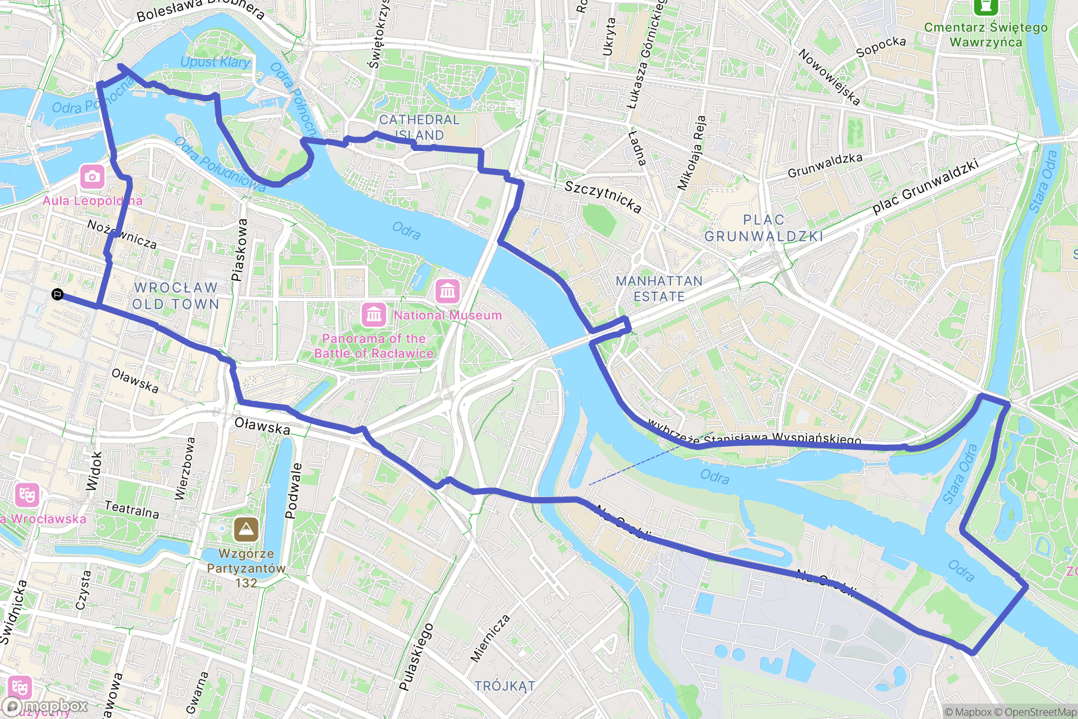 Wrocław: mapa trasy - Poland