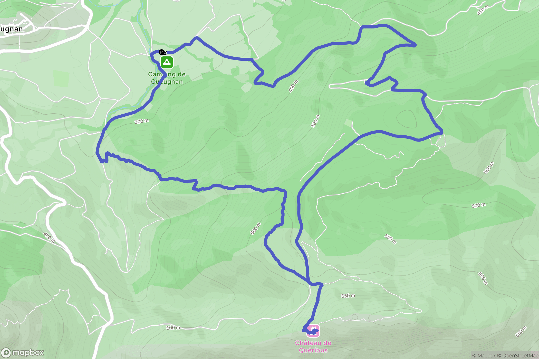 Cucugnan : carte du parcours de randonnée - France