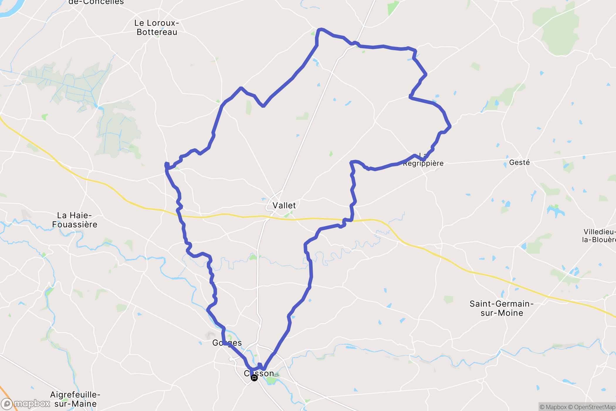 Clisson : carte du parcours de randonnée - France