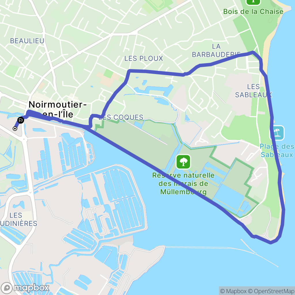 Noirmoutier-en-l'Île : carte du parcours de randonnée - France