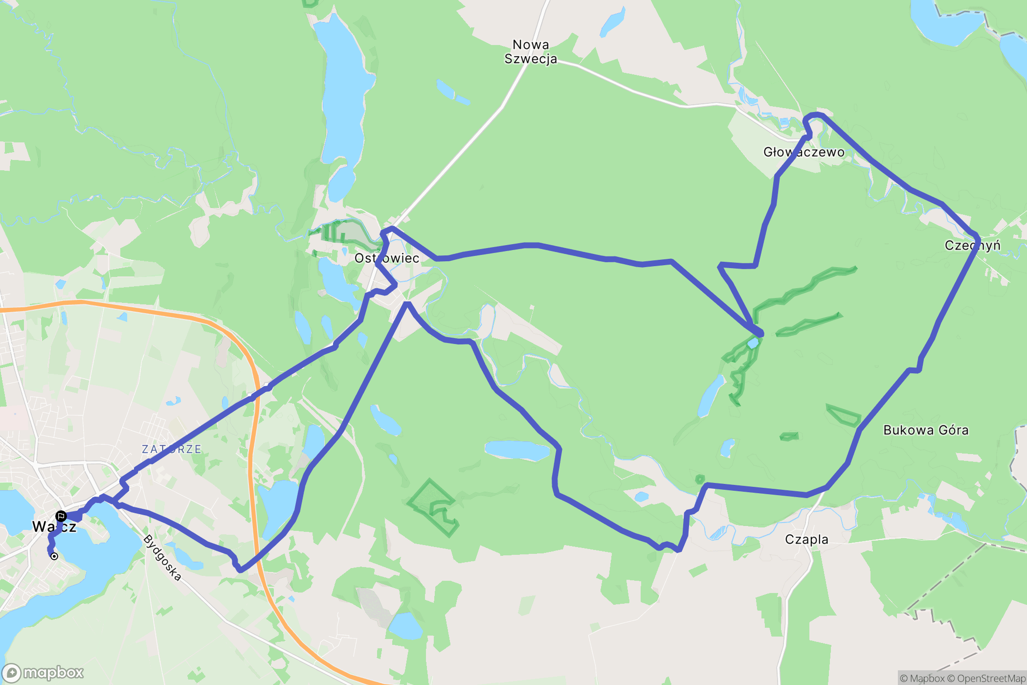 Wałcz: mapa trasy - Poland
