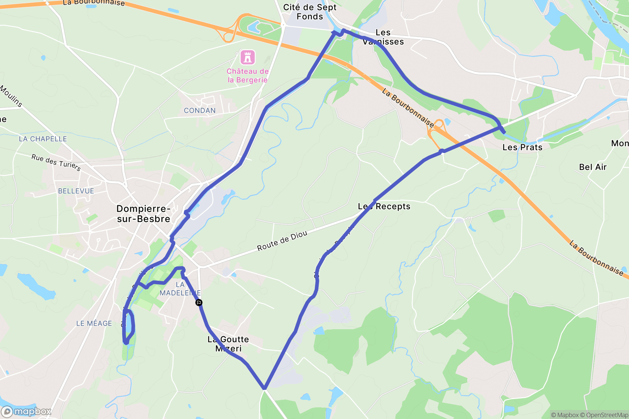 Dompierre-sur-Besbre : carte du parcours de randonnée - France