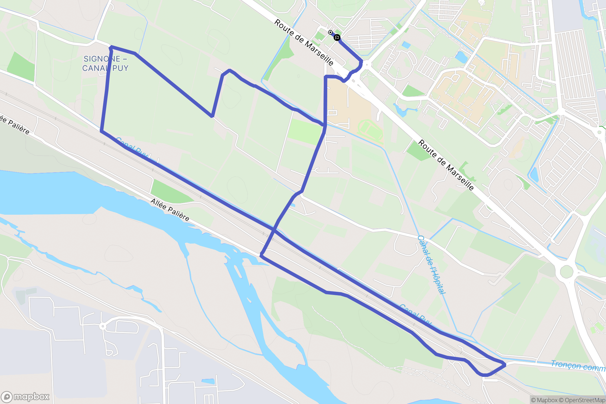 Avignon : carte du parcours de randonnée - France