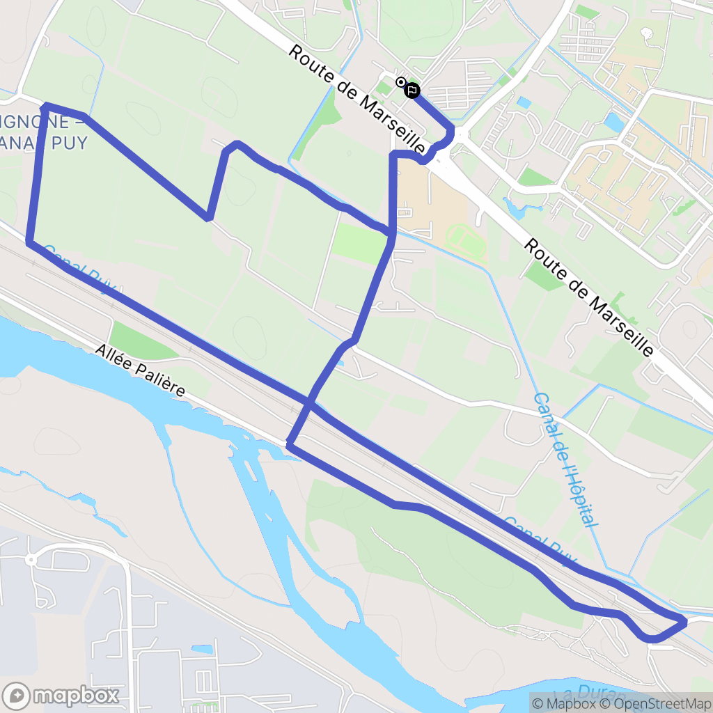 Avignon : carte du parcours de randonnée - France