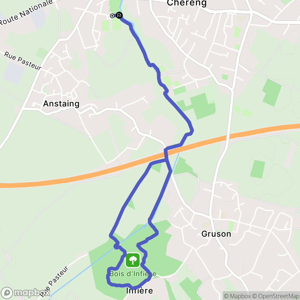 Anstaing : carte du parcours de randonnée - France