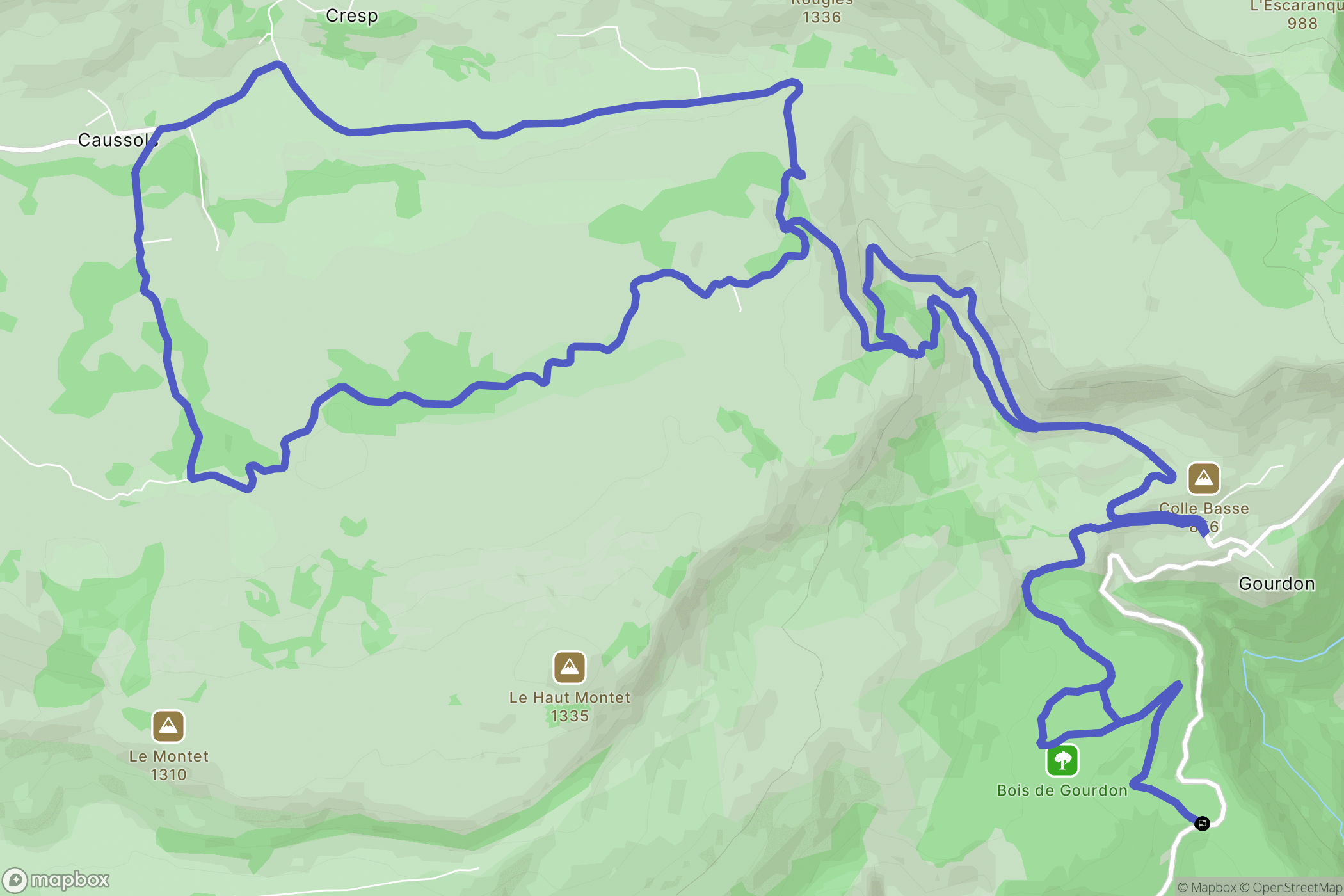 Gourdon : carte du parcours de randonnée - France