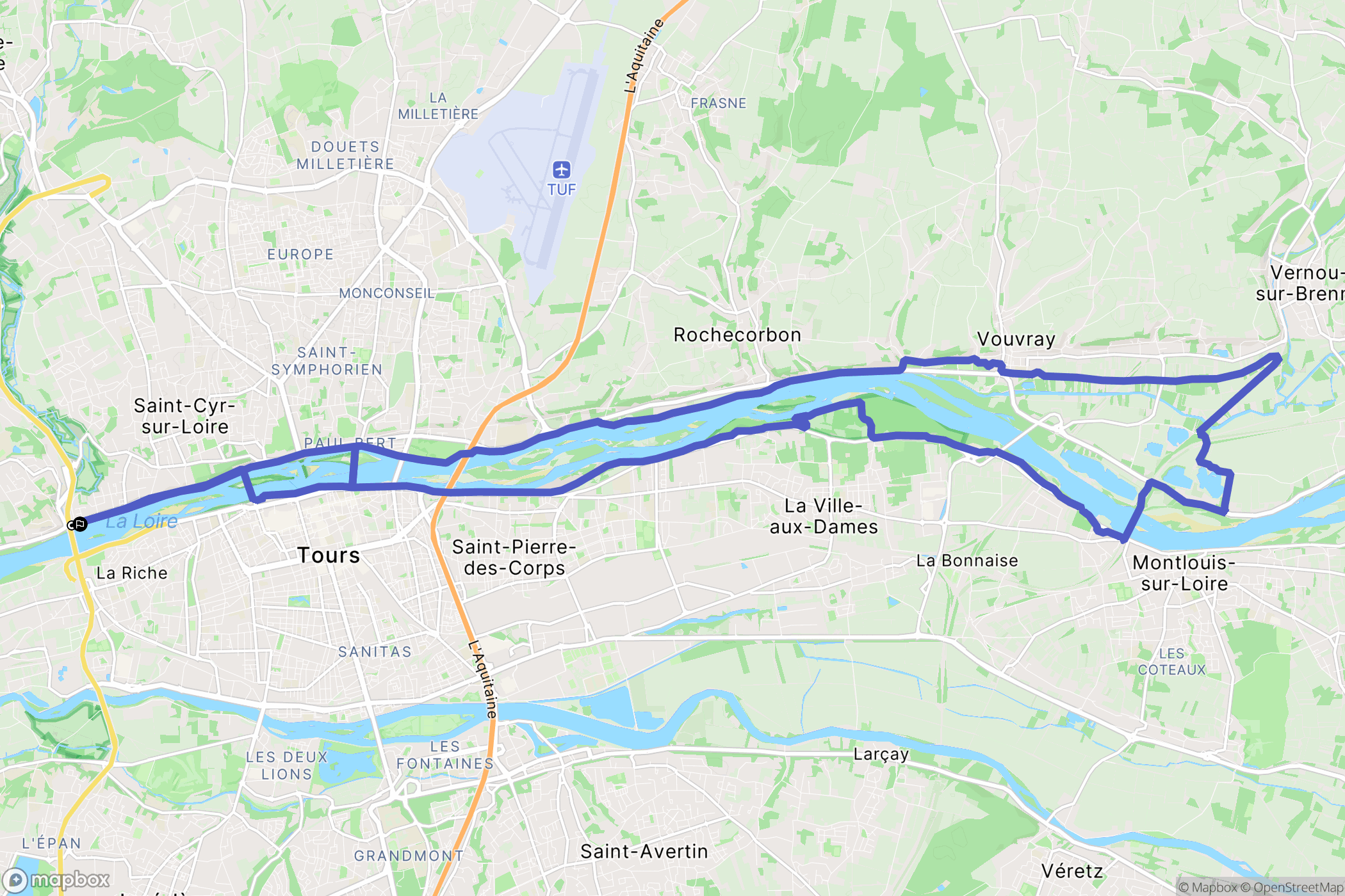 Saint-Cyr-sur-Loire : carte du parcours de randonnée - France