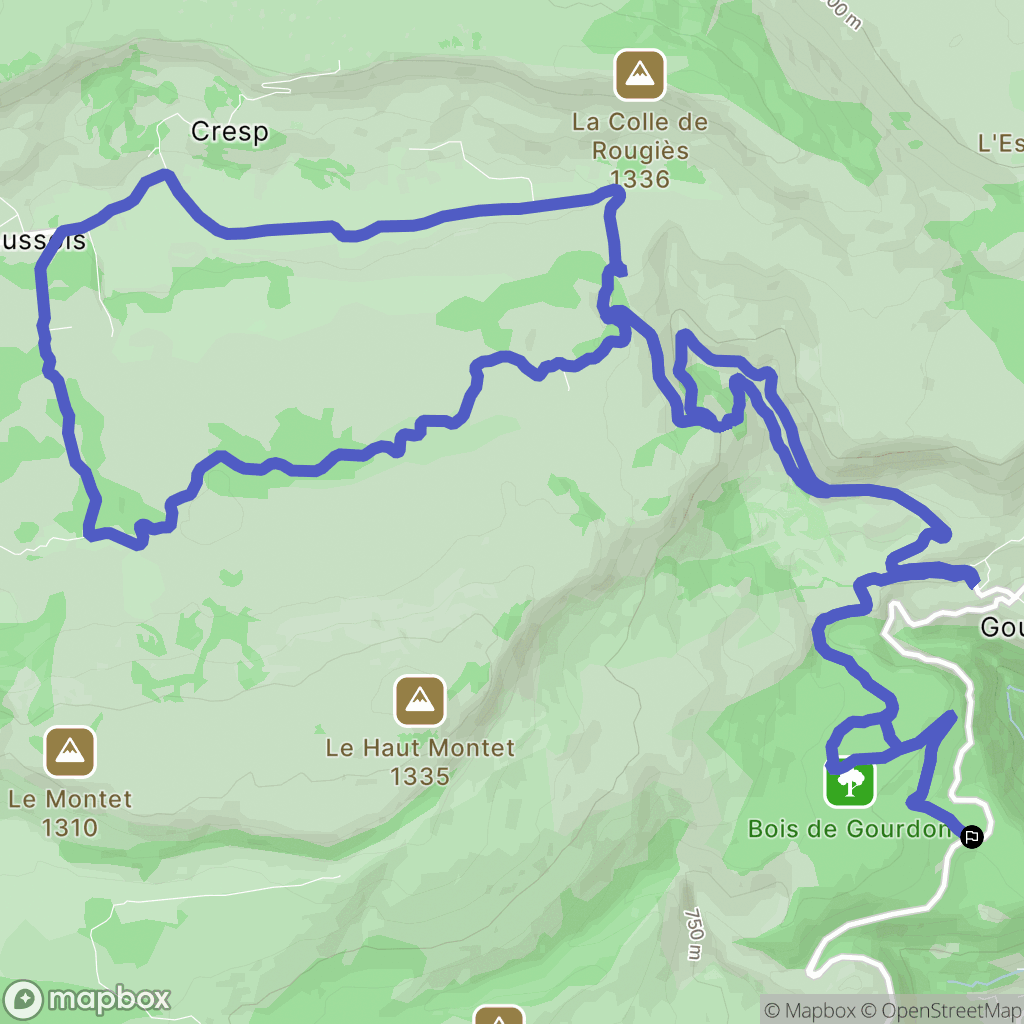 Gourdon : carte du parcours de randonnée - France