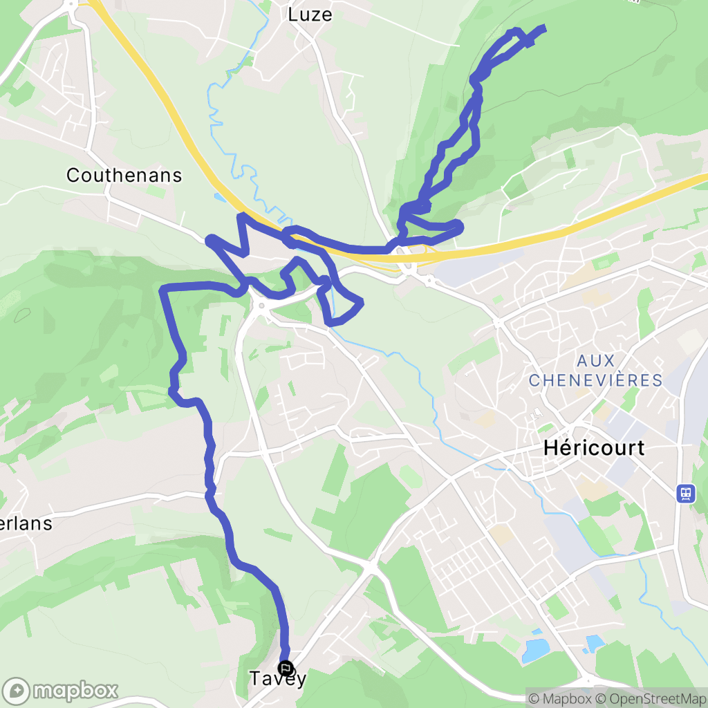Héricourt : carte du parcours de randonnée - France