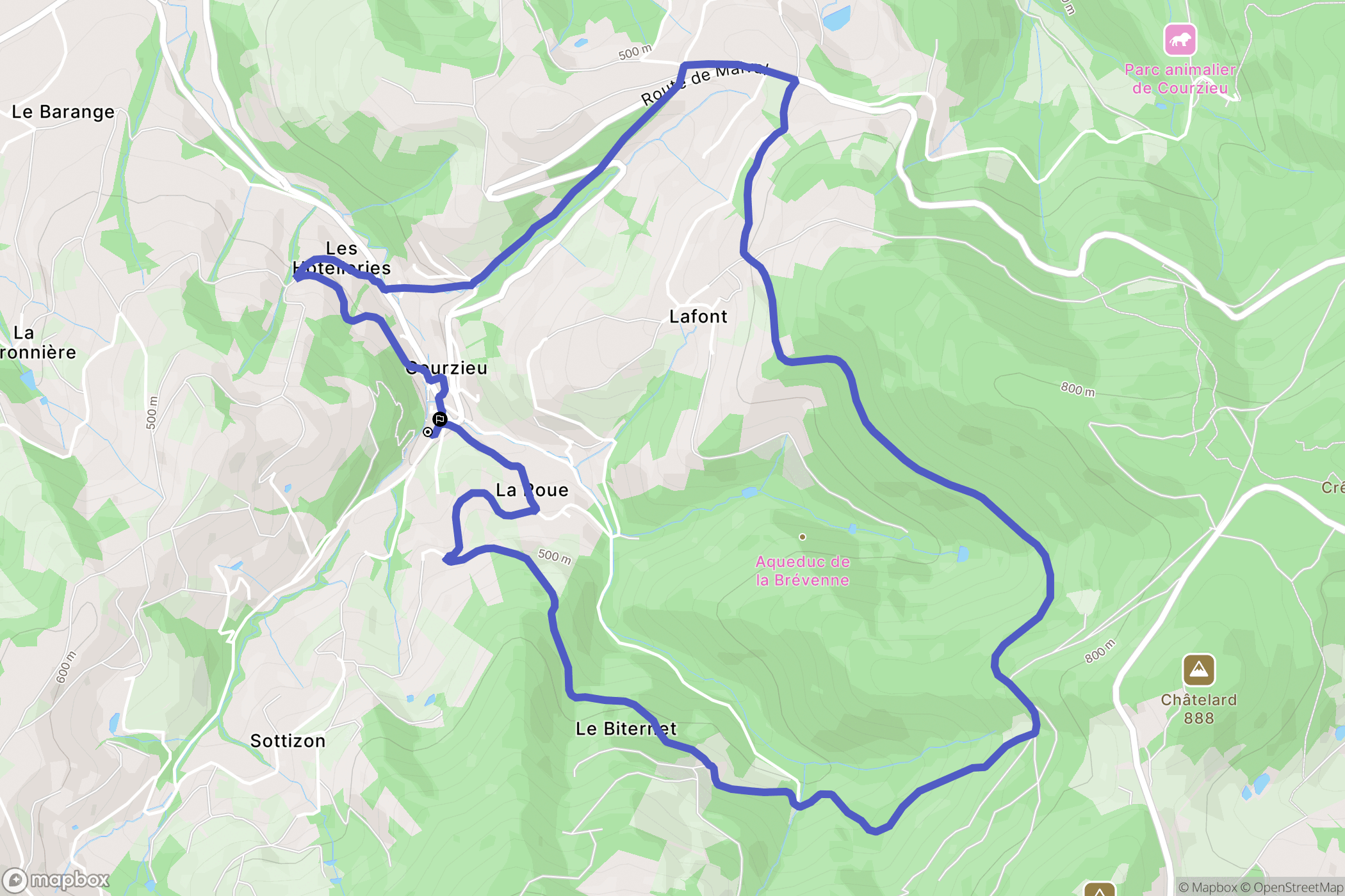 Courzieu : carte du parcours de randonnée - France