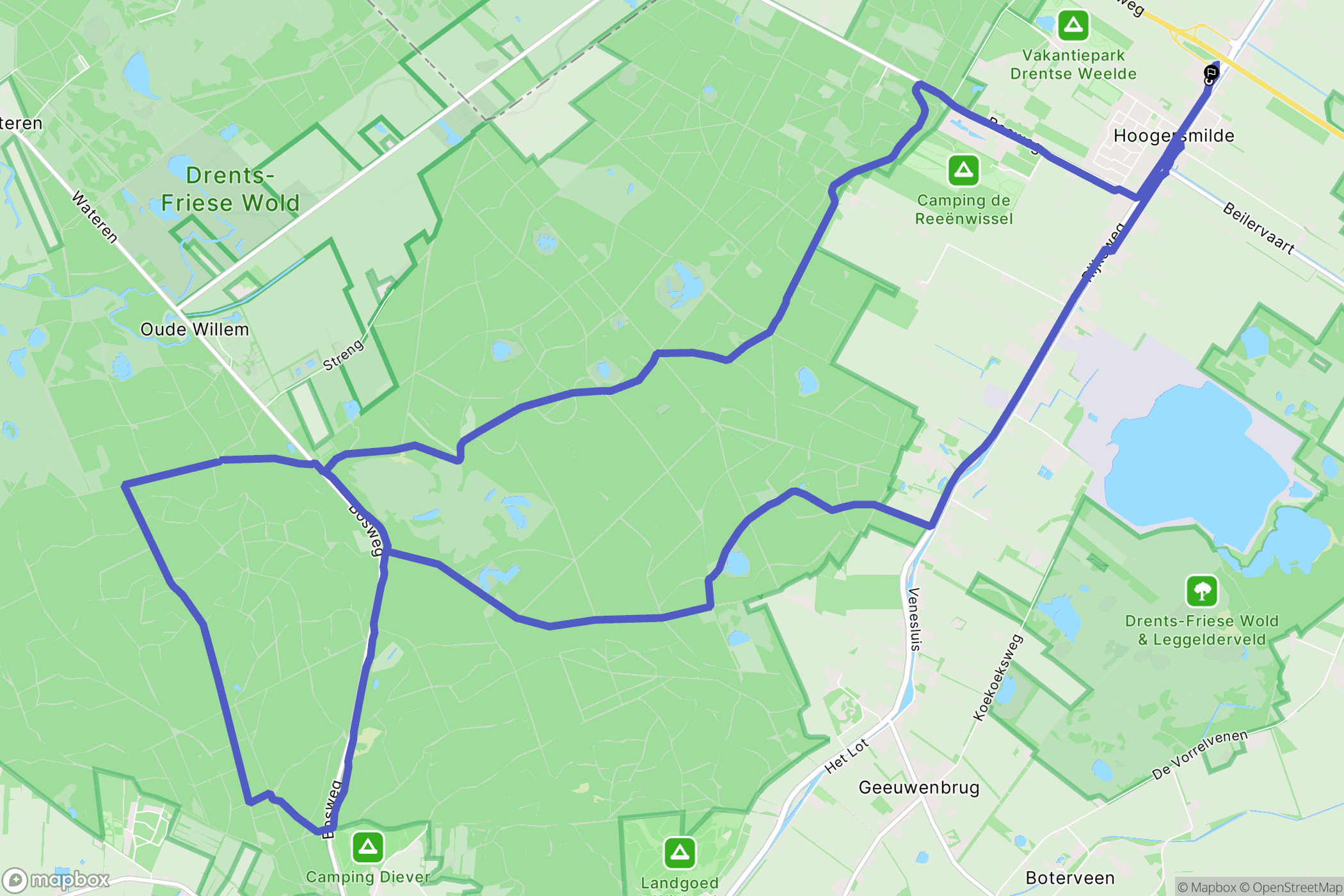 Hoogersmilde: routekaart voor buitenactiviteiten - Netherlands