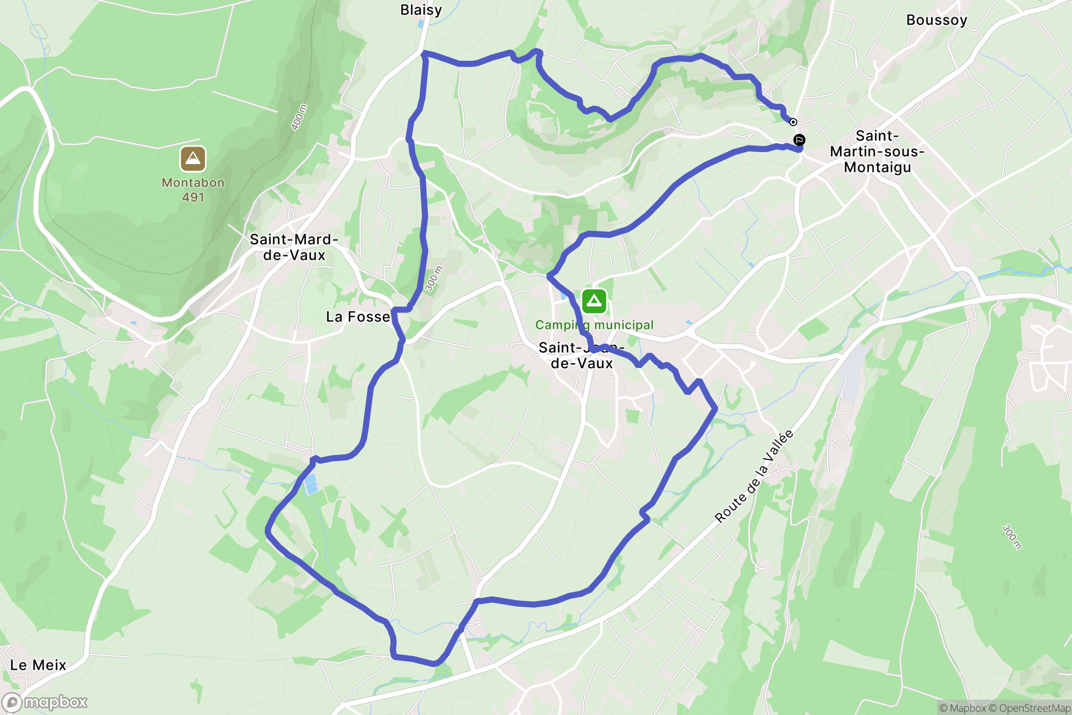 Saint-Martin-sous-Montaigu : carte du parcours de randonnée - France