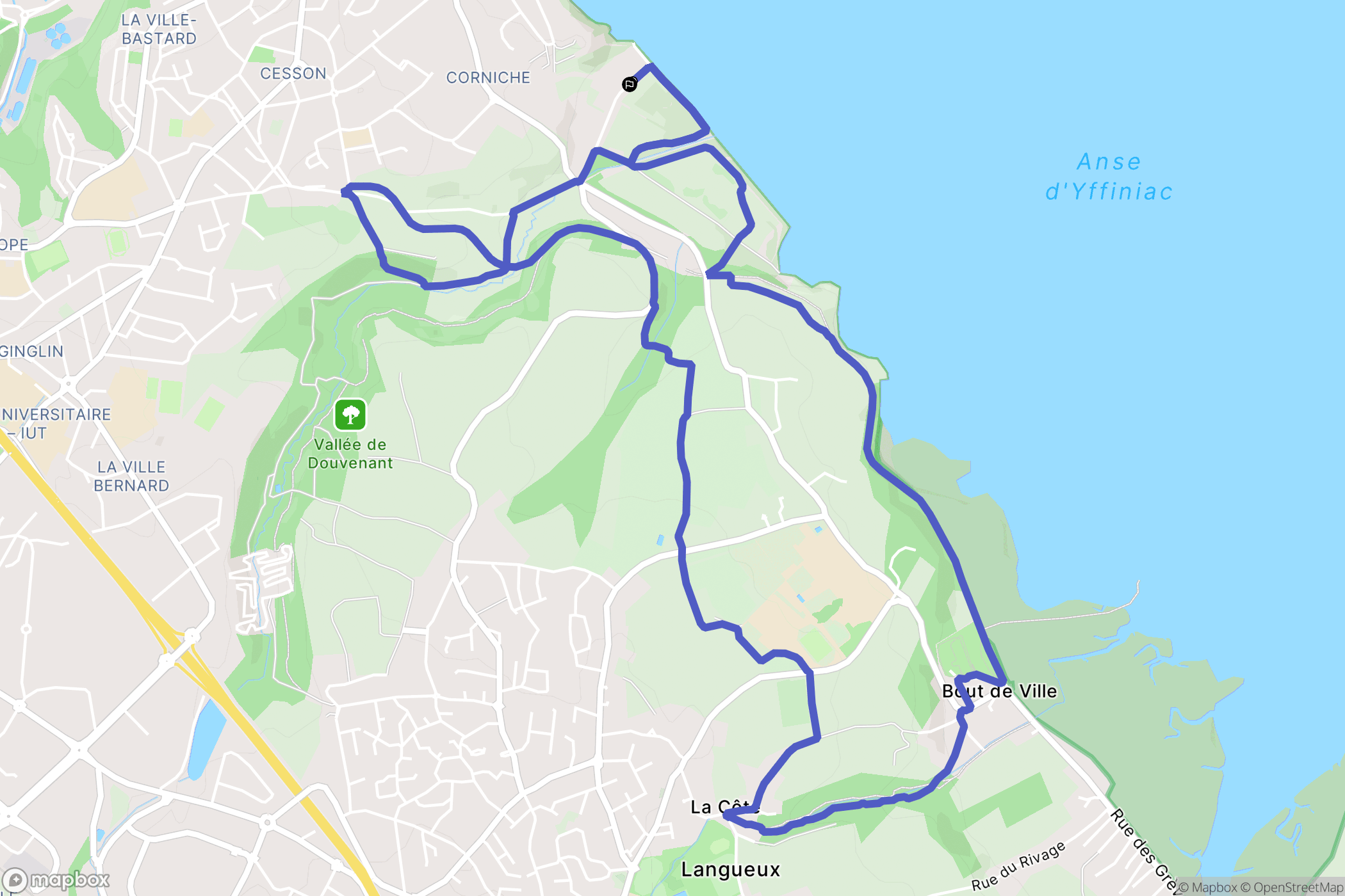 Saint-Brieuc : carte du parcours de randonnée - France