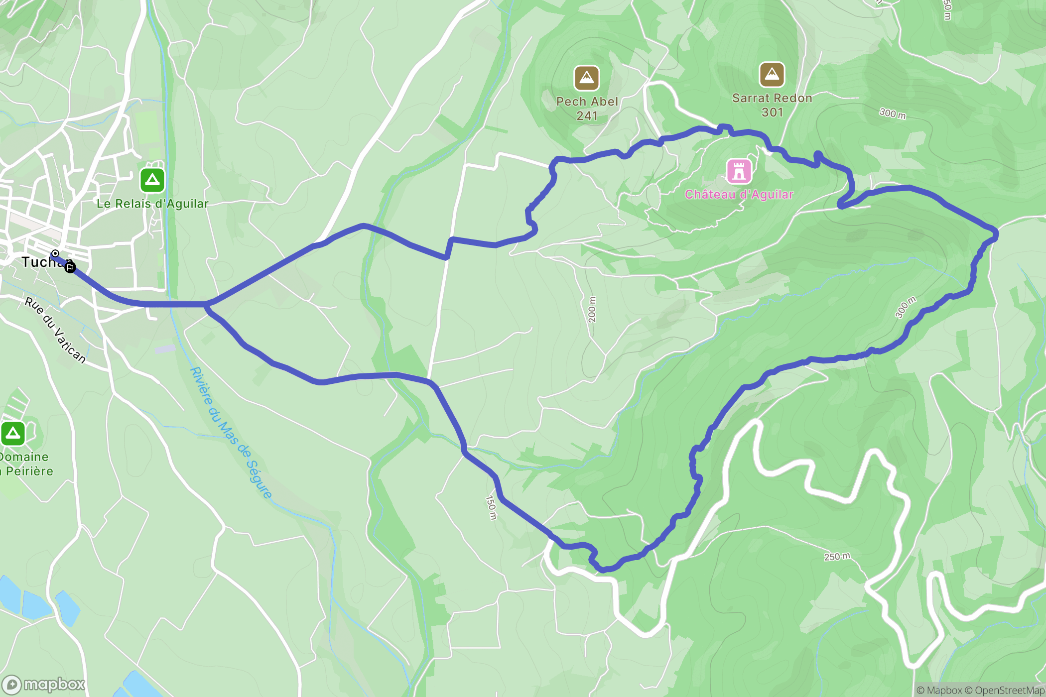 Tuchan : carte du parcours de randonnée - France