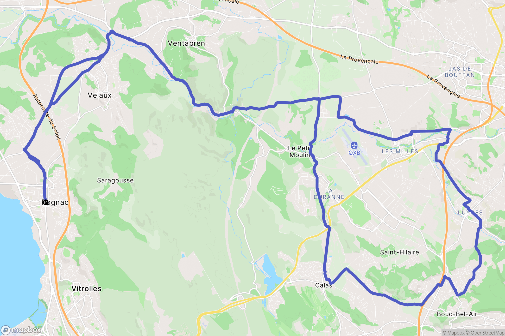 Rognac : carte du parcours de randonnée - France