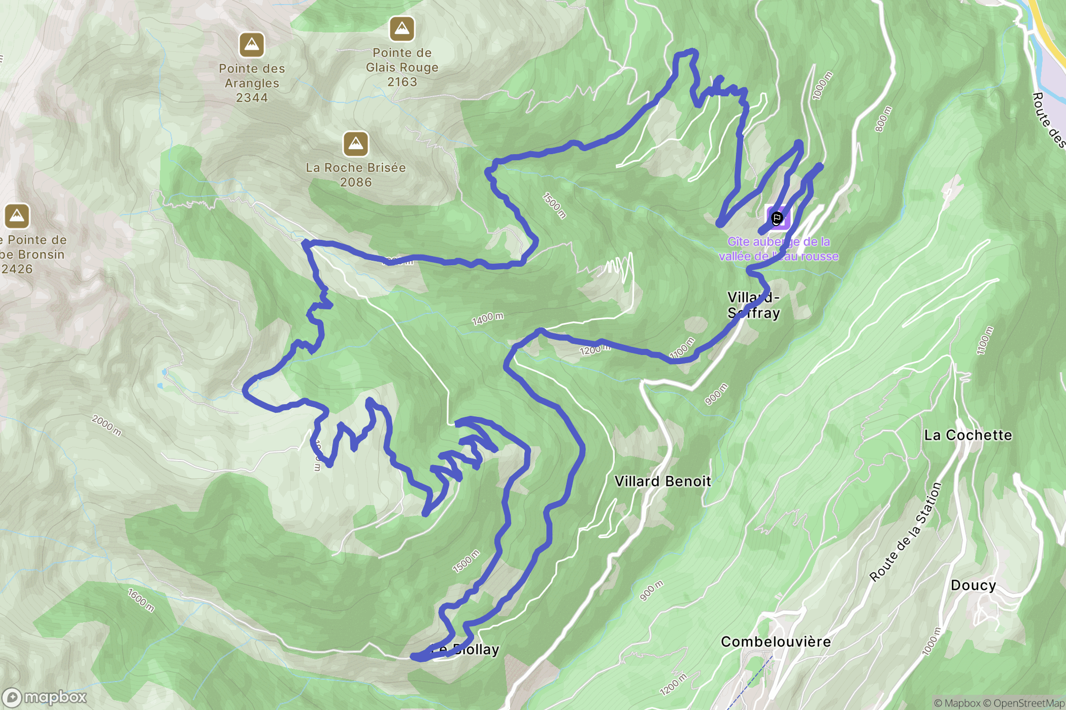 La Léchère : carte du parcours de randonnée - France