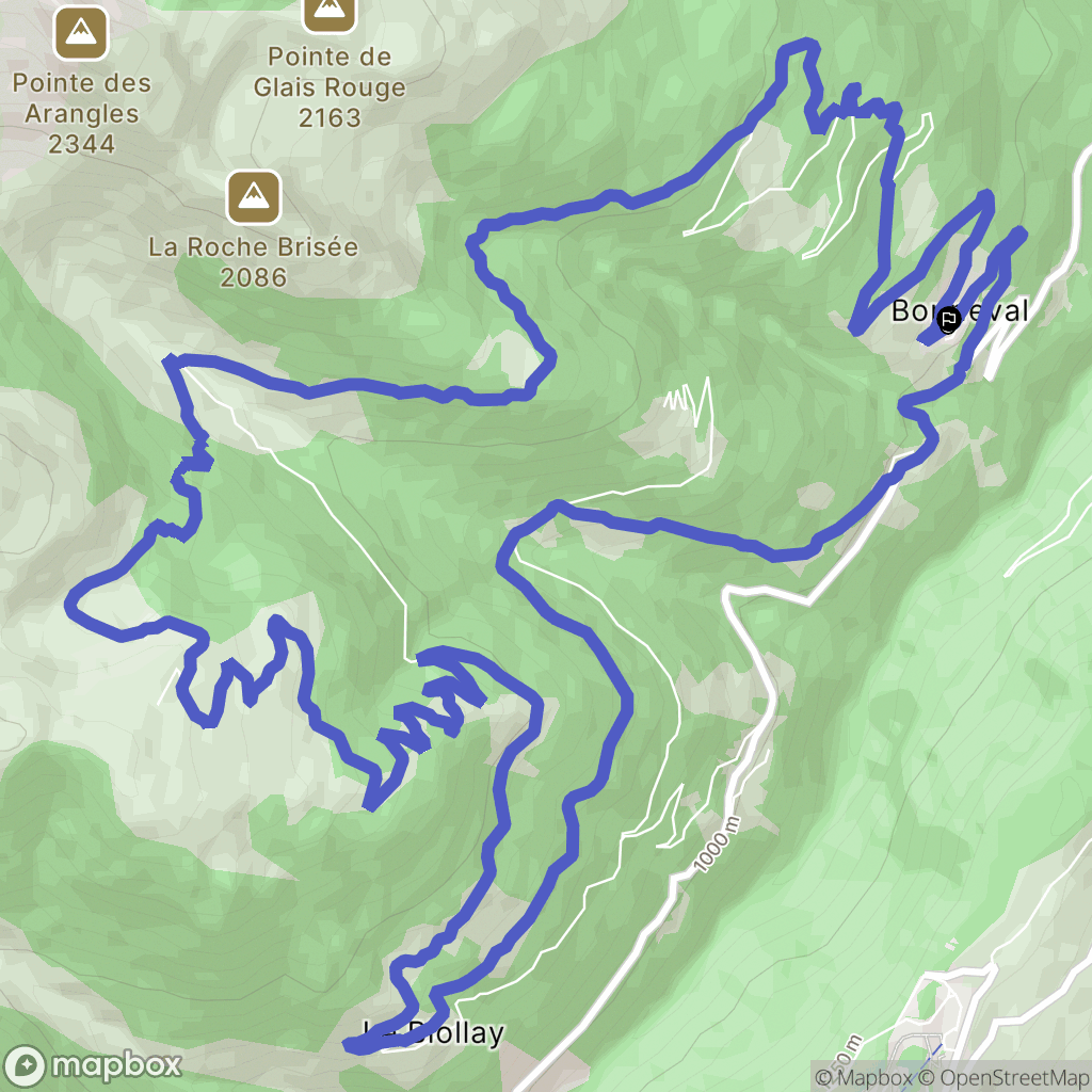 La Léchère : carte du parcours de randonnée - France
