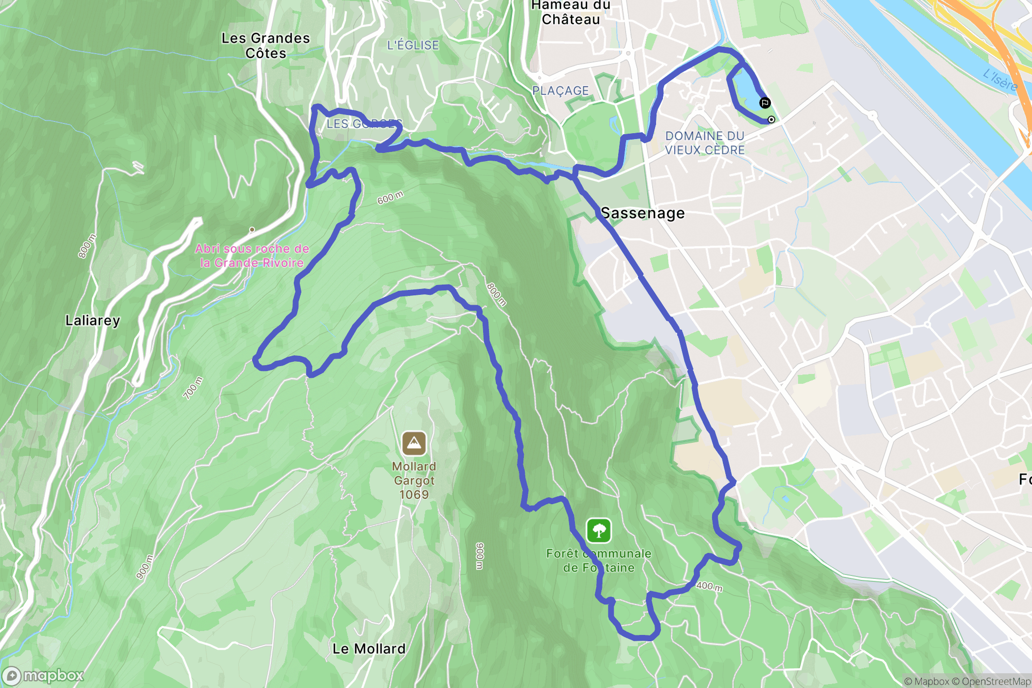 Sassenage : carte du parcours de randonnée - France