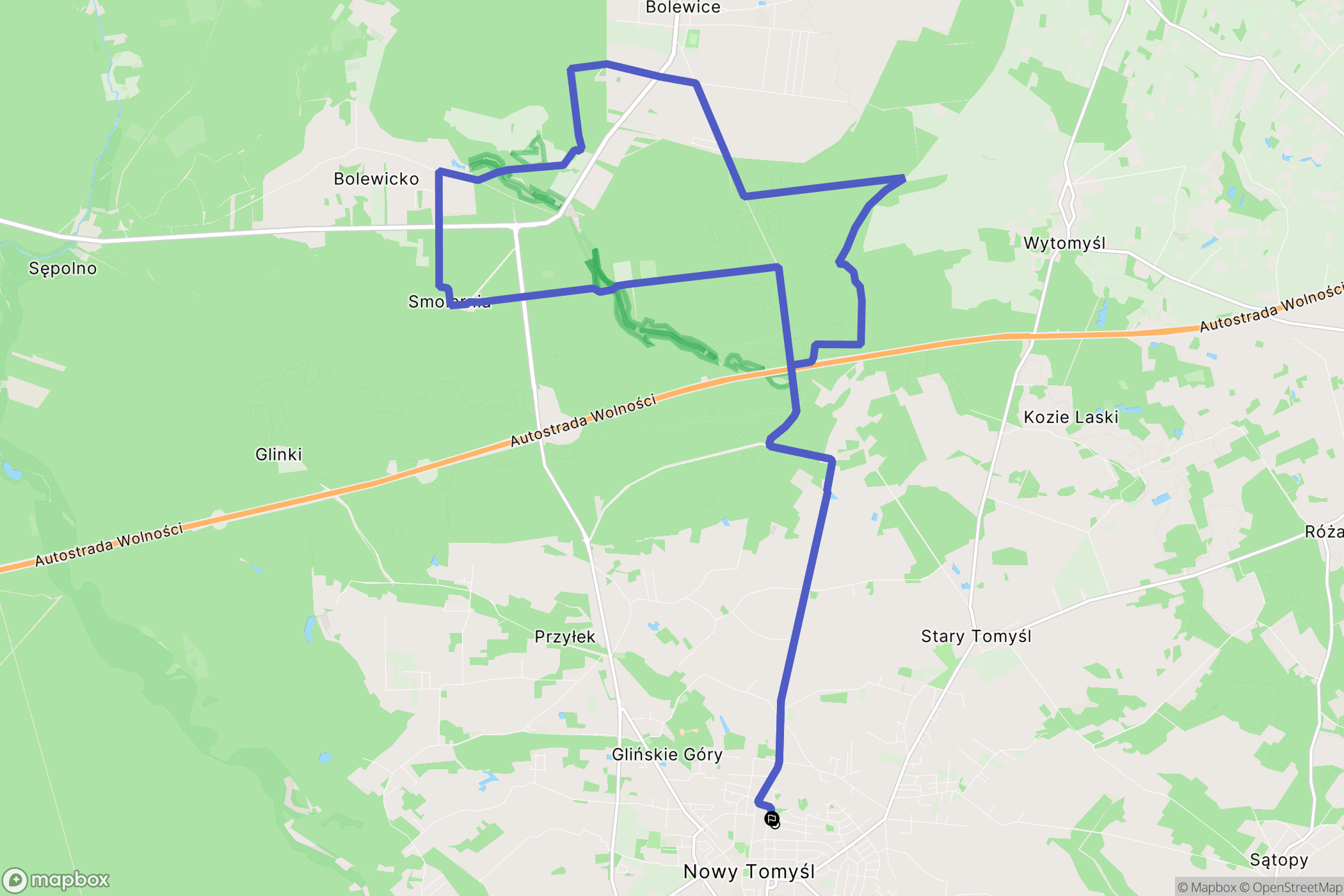 Nowy Tomyśl: mapa trasy - Poland