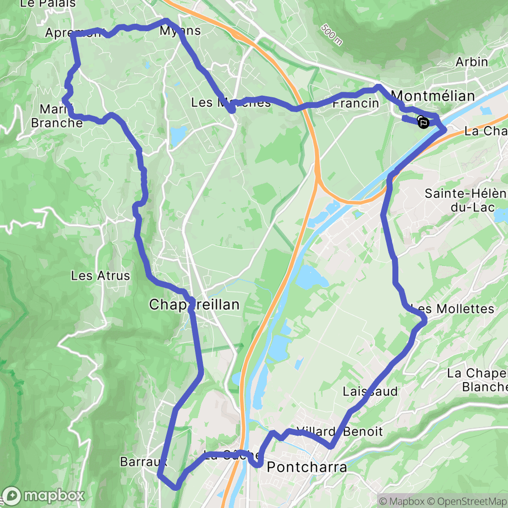 Montmélian : carte du parcours de randonnée - France
